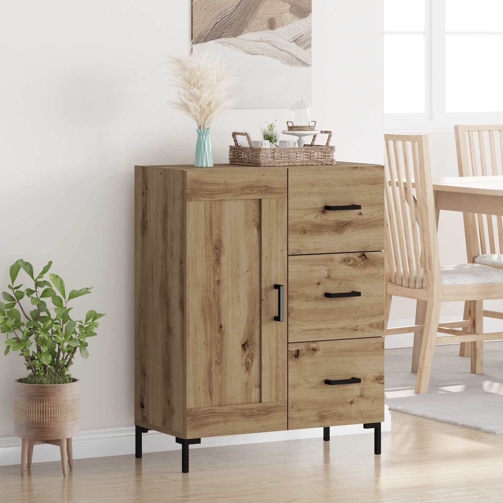 Buffet chêne artisanal 69,5 x 34 x 90 cm Bois d'ingénierie