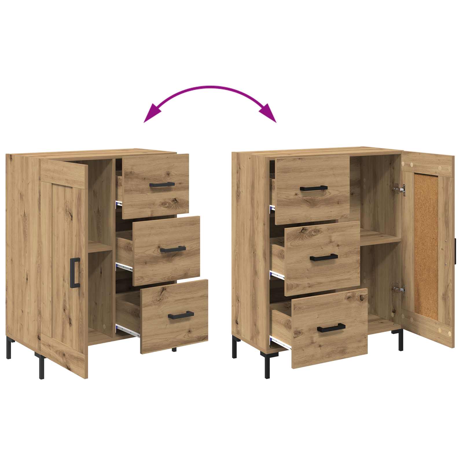 Buffet chêne artisanal 69,5 x 34 x 90 cm Bois d'ingénierie