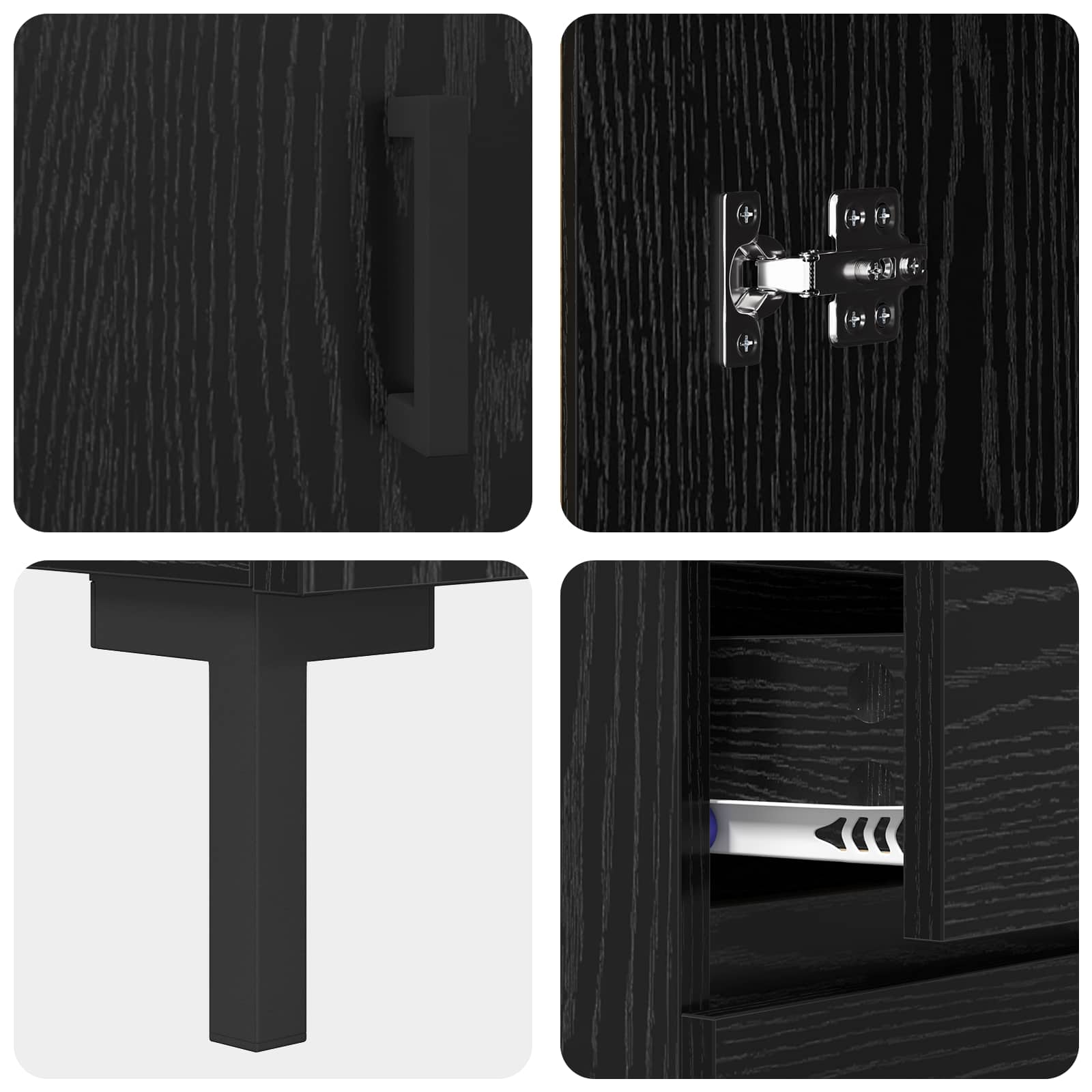 Buffet Chêne noir 69,5 x 34 x 90 cm Bois d'ingénierie