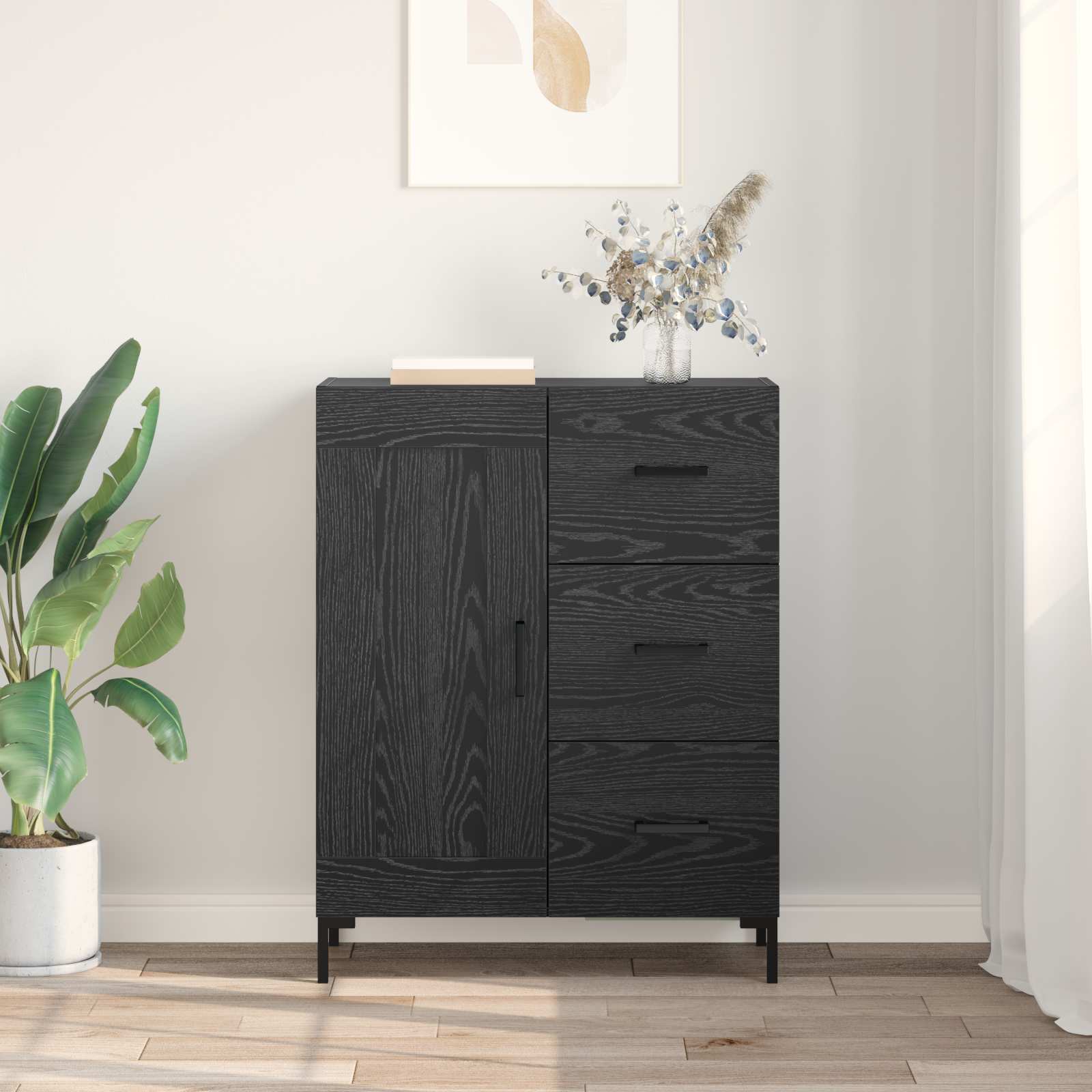 Buffet Chêne noir 69,5 x 34 x 90 cm Bois d'ingénierie