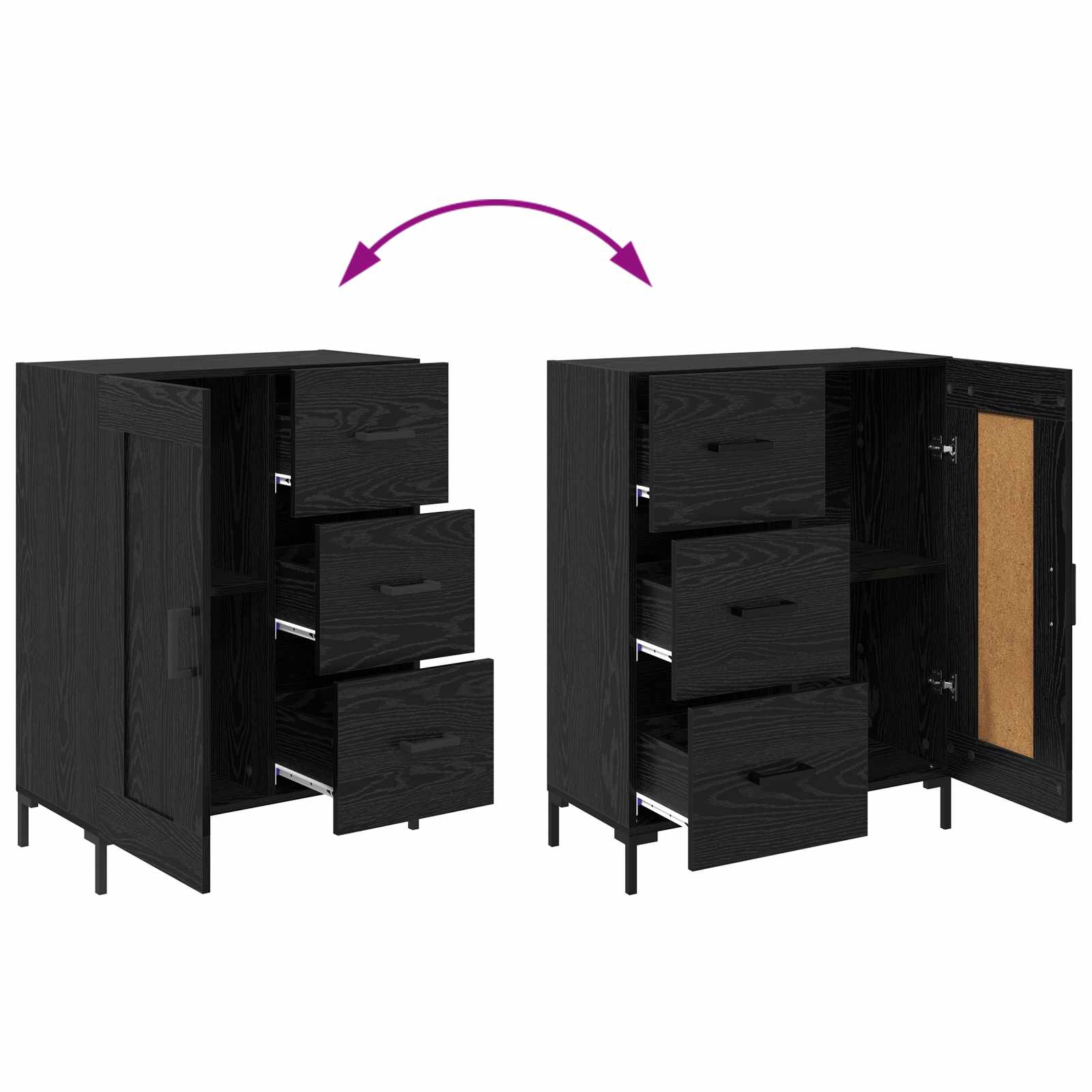 Buffet Chêne noir 69,5 x 34 x 90 cm Bois d'ingénierie