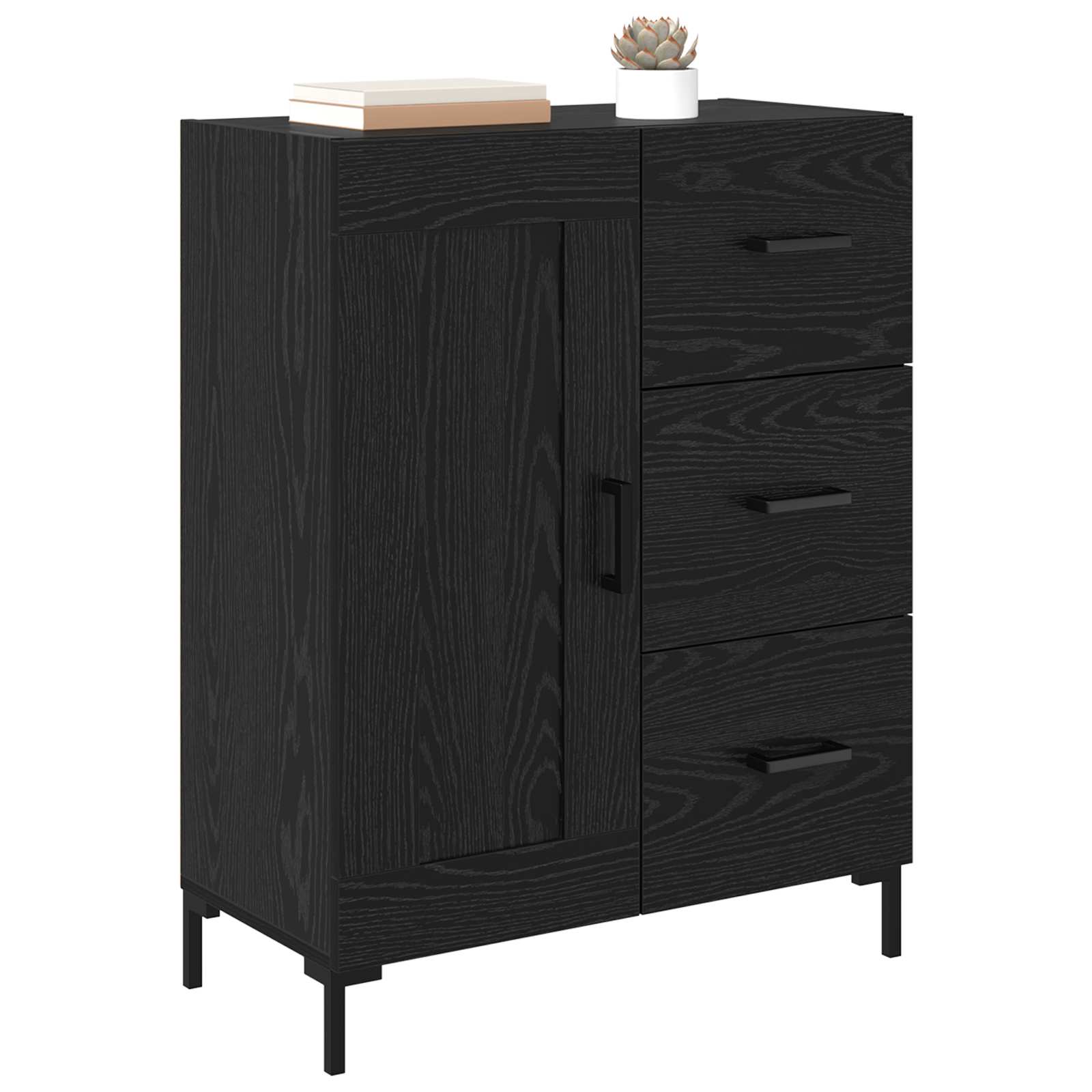 Buffet Chêne noir 69,5 x 34 x 90 cm Bois d'ingénierie