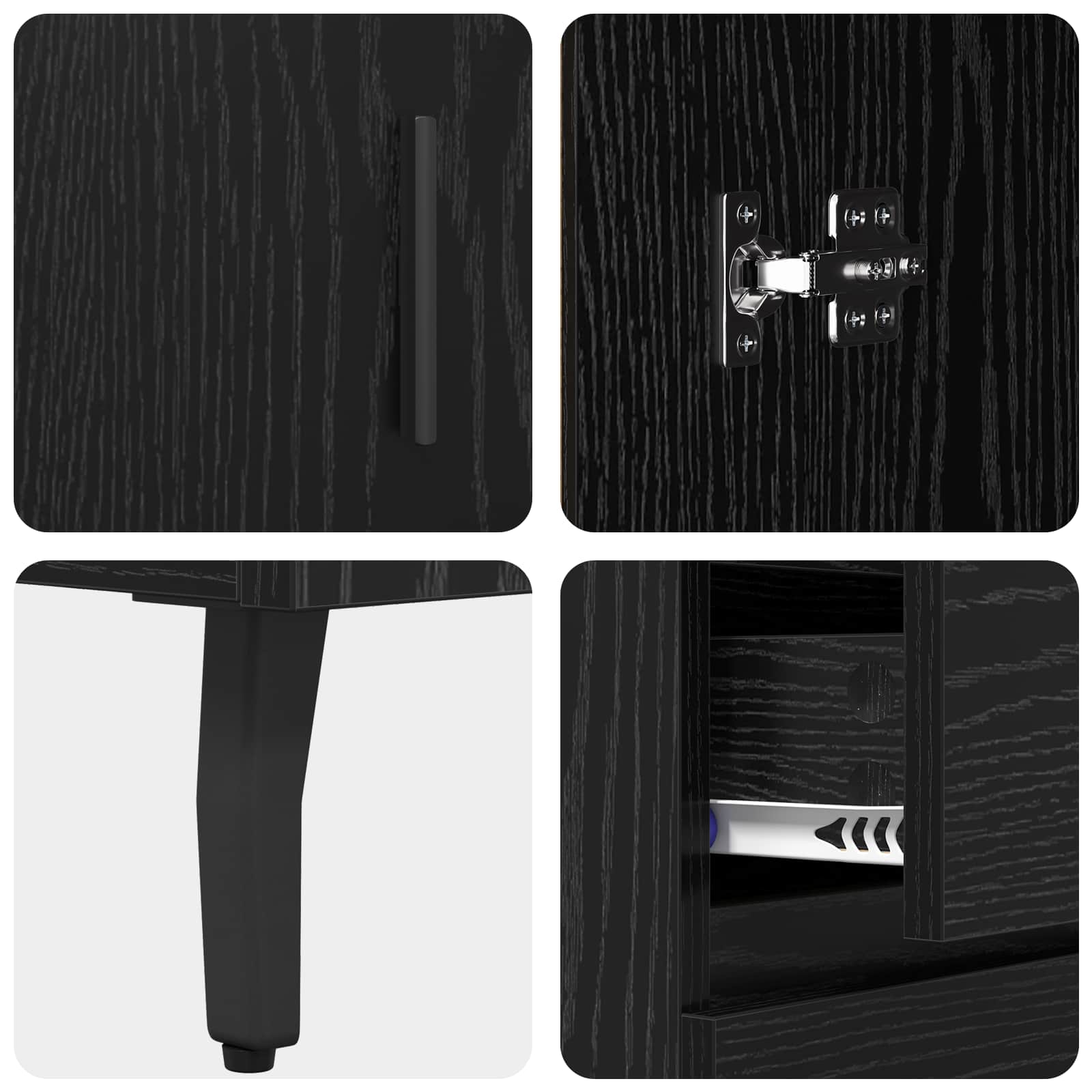 Buffet Chêne noir 69,5 x 34 x 90 cm Bois d'ingénierie et fer - XIOS