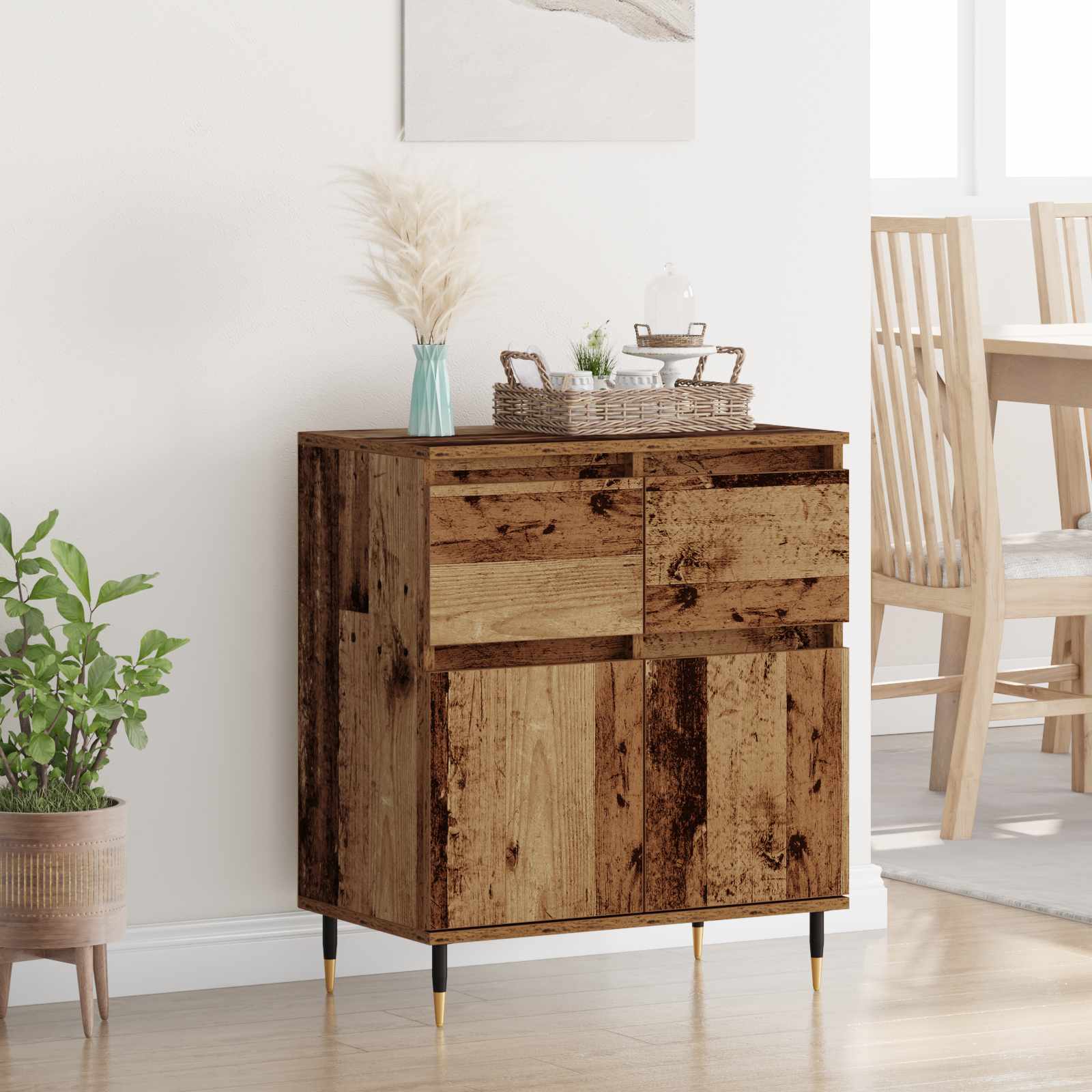 Buffet Bois Ancien 60 x 35 x 70 cm Bois d'ingénierie et fer - XIOS