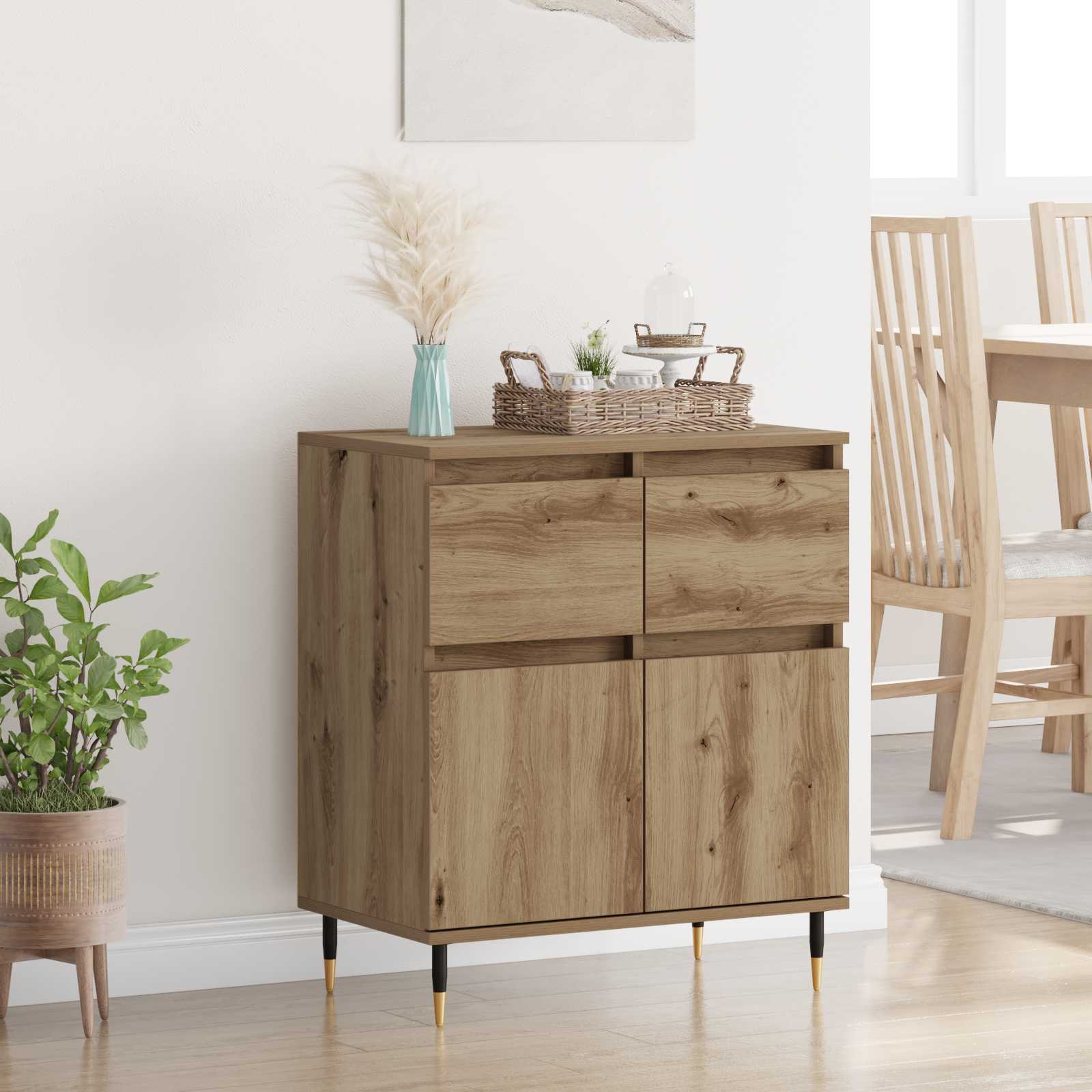 Buffet Chêne artisanal 60 x 35 x 70 cm Bois d'ingénierie et fer - XIOS