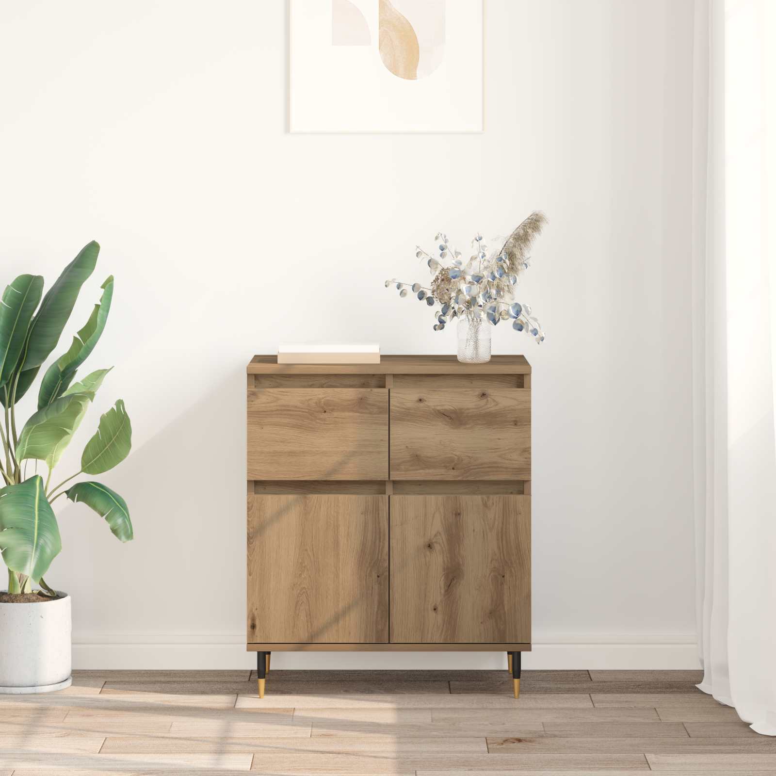 Buffet Chêne artisanal 60 x 35 x 70 cm Bois d'ingénierie et fer - XIOS