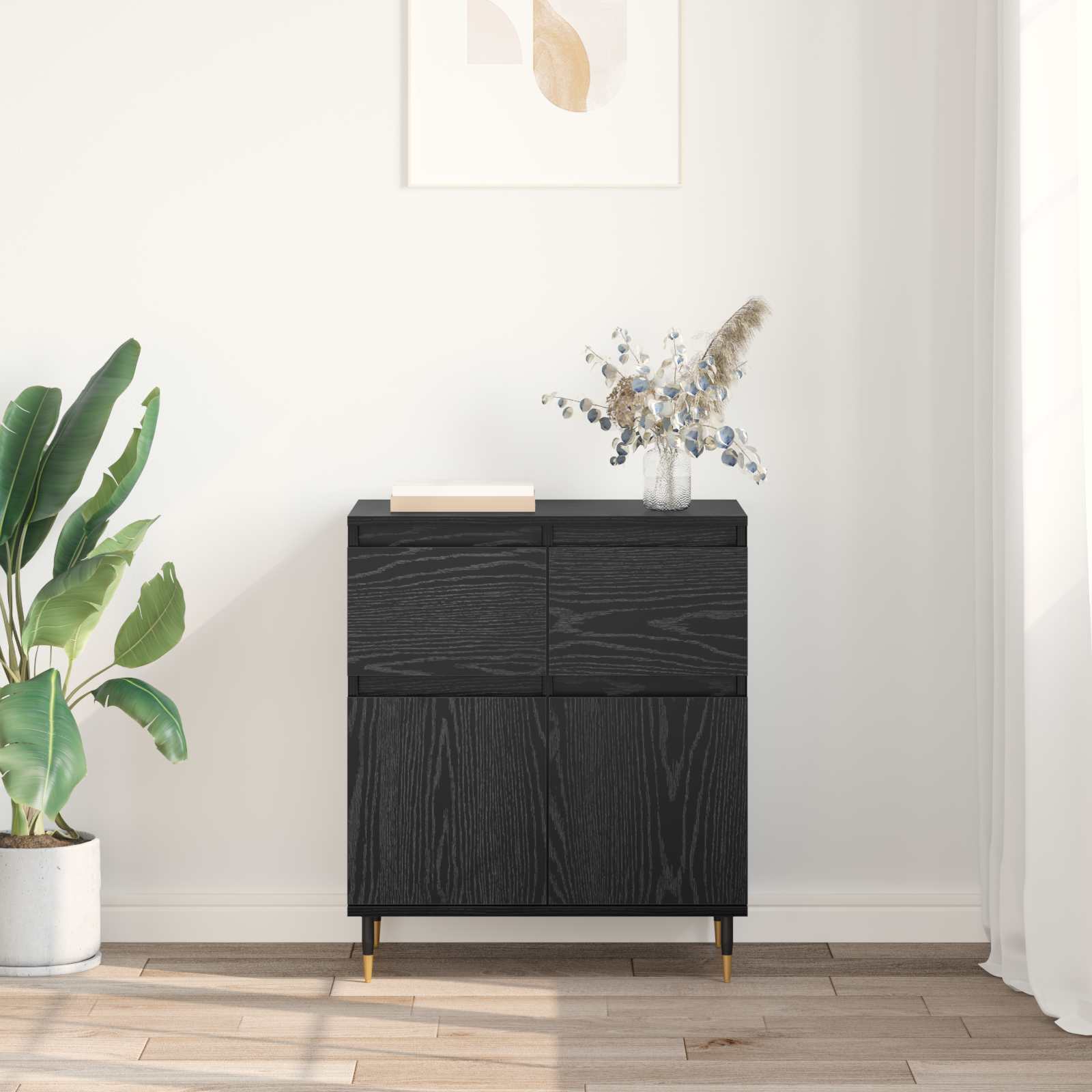 Buffet Chêne noir 60 x 35 x 70 cm Bois d'ingénierie et fer - XIOS