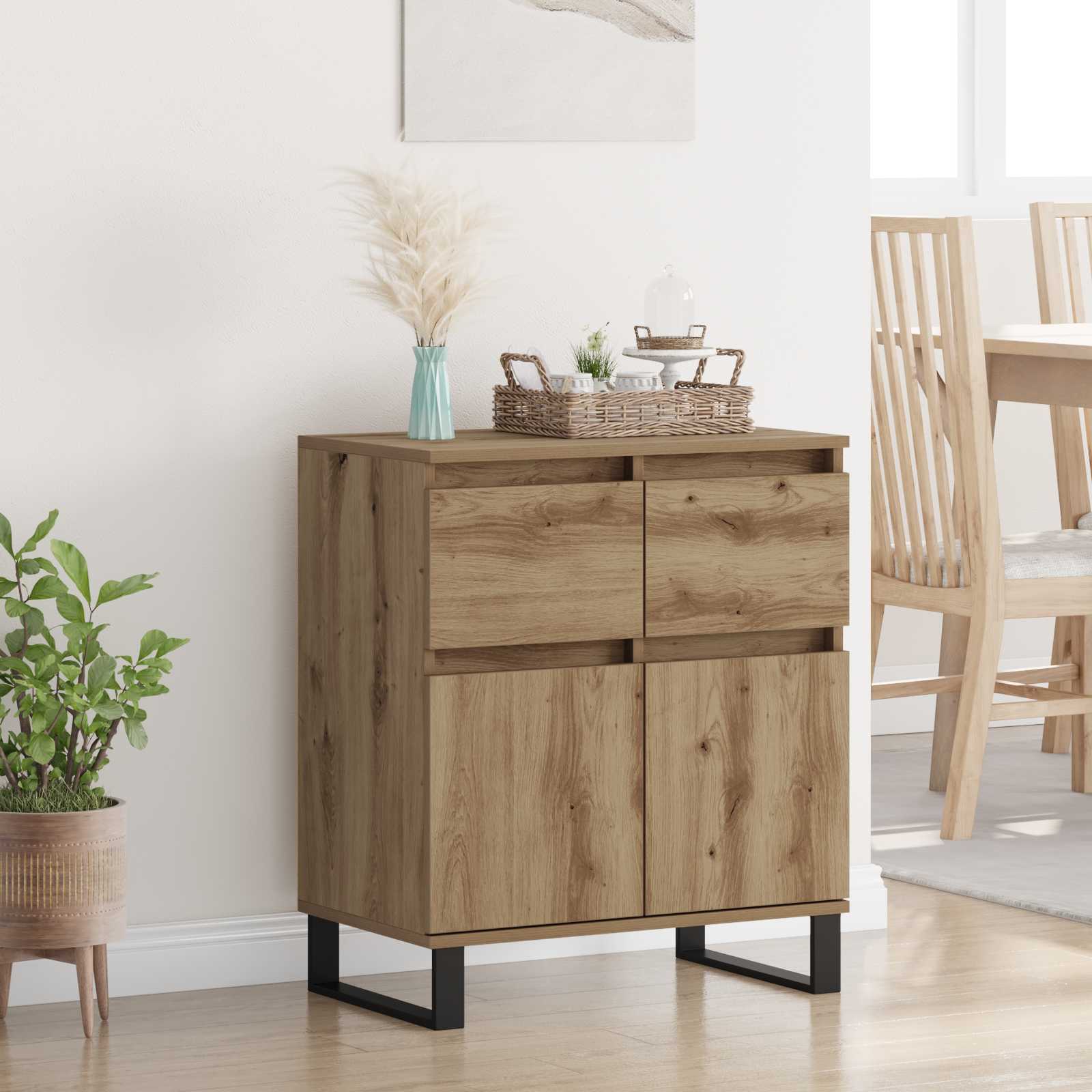 Buffet Chêne artisanal 60 x 35 x 70 cm Bois d'ingénierie et fer - XIOS