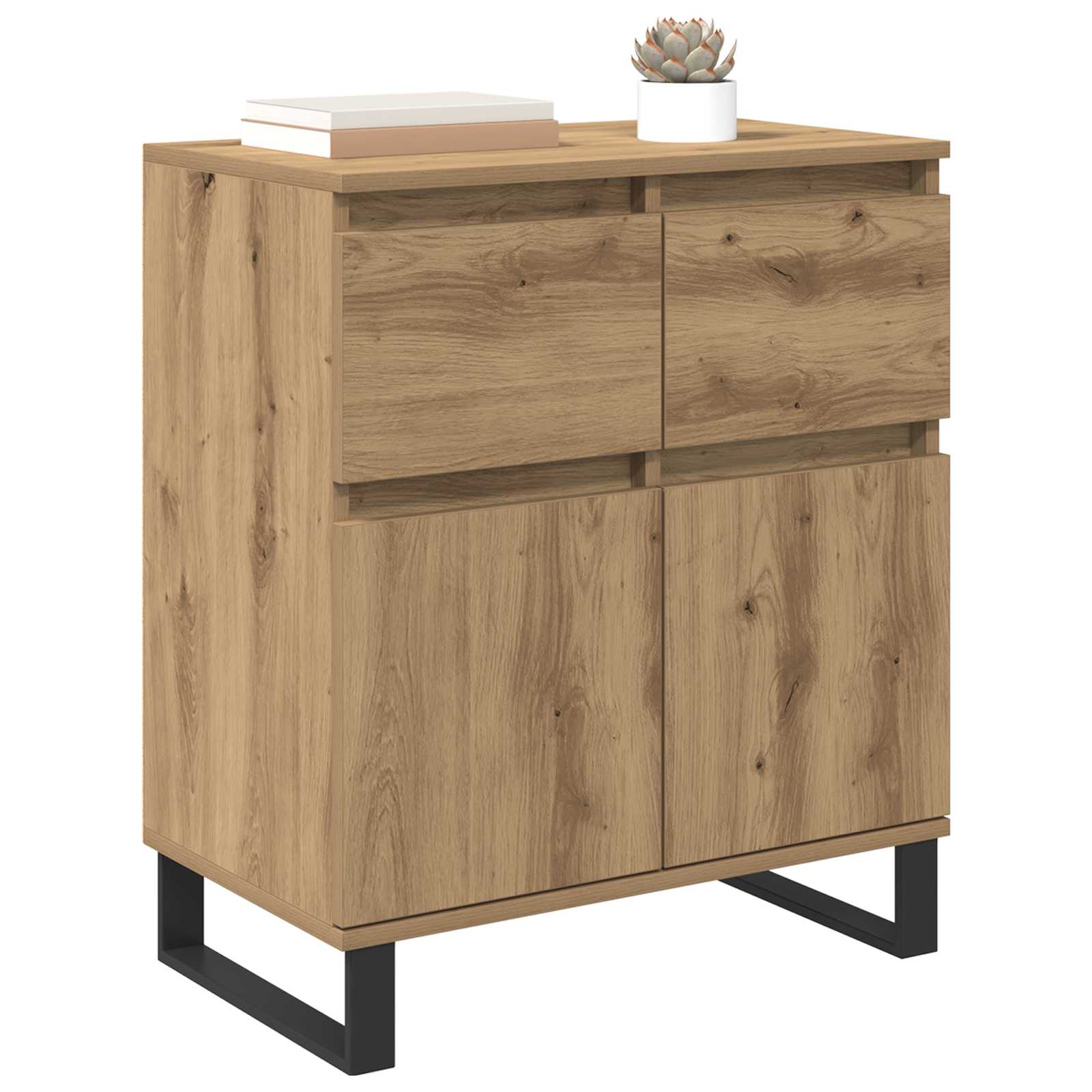 Buffet Chêne artisanal 60 x 35 x 70 cm Bois d'ingénierie et fer - XIOS