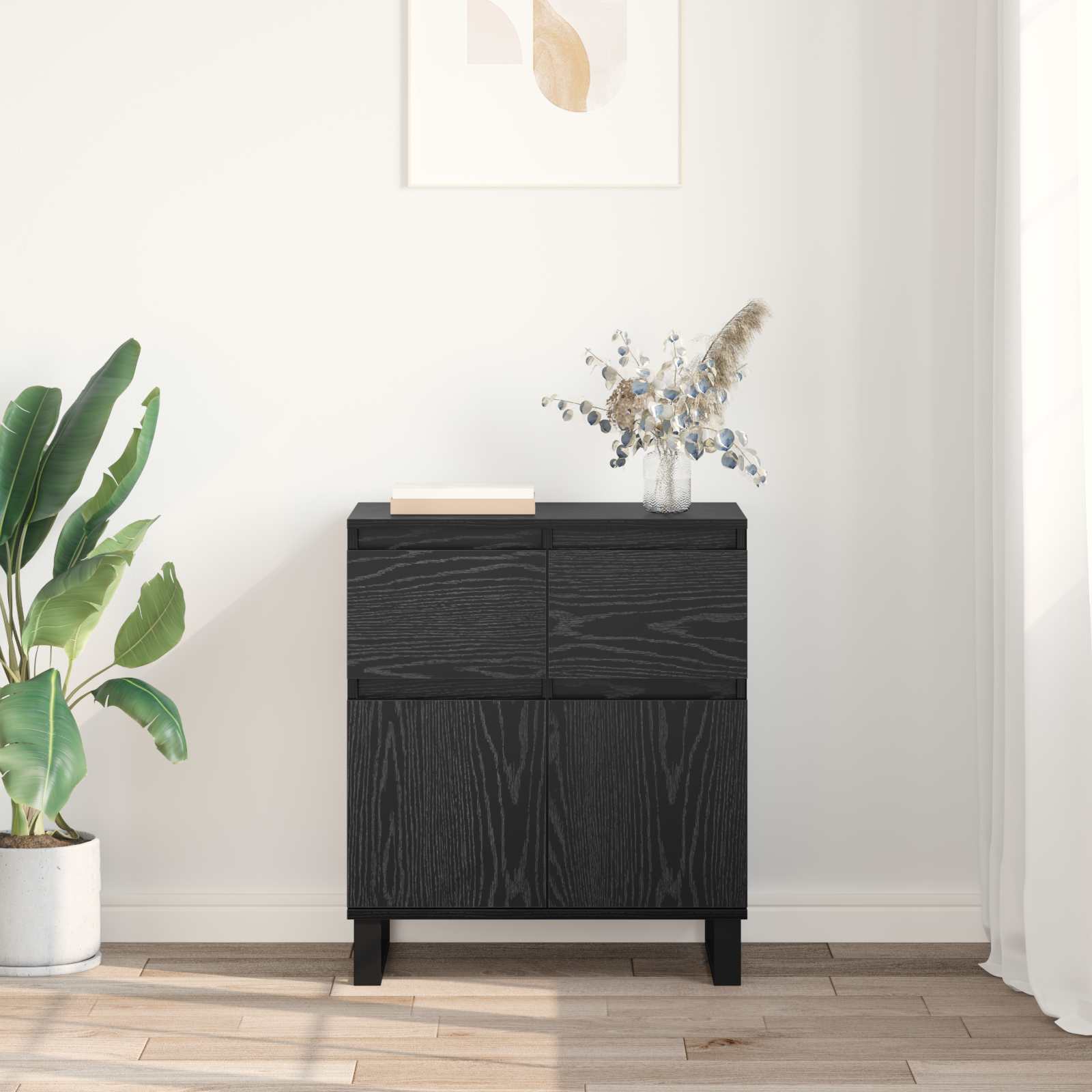 Buffet Chêne noir 60 x 35 x 70 cm Bois d'ingénierie et fer - XIOS