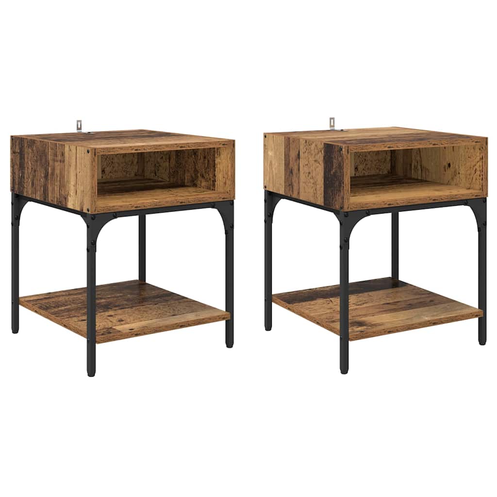 Table de chevet 2 pcs Bois ancien 40 x 40 x 50 cm - XIOS