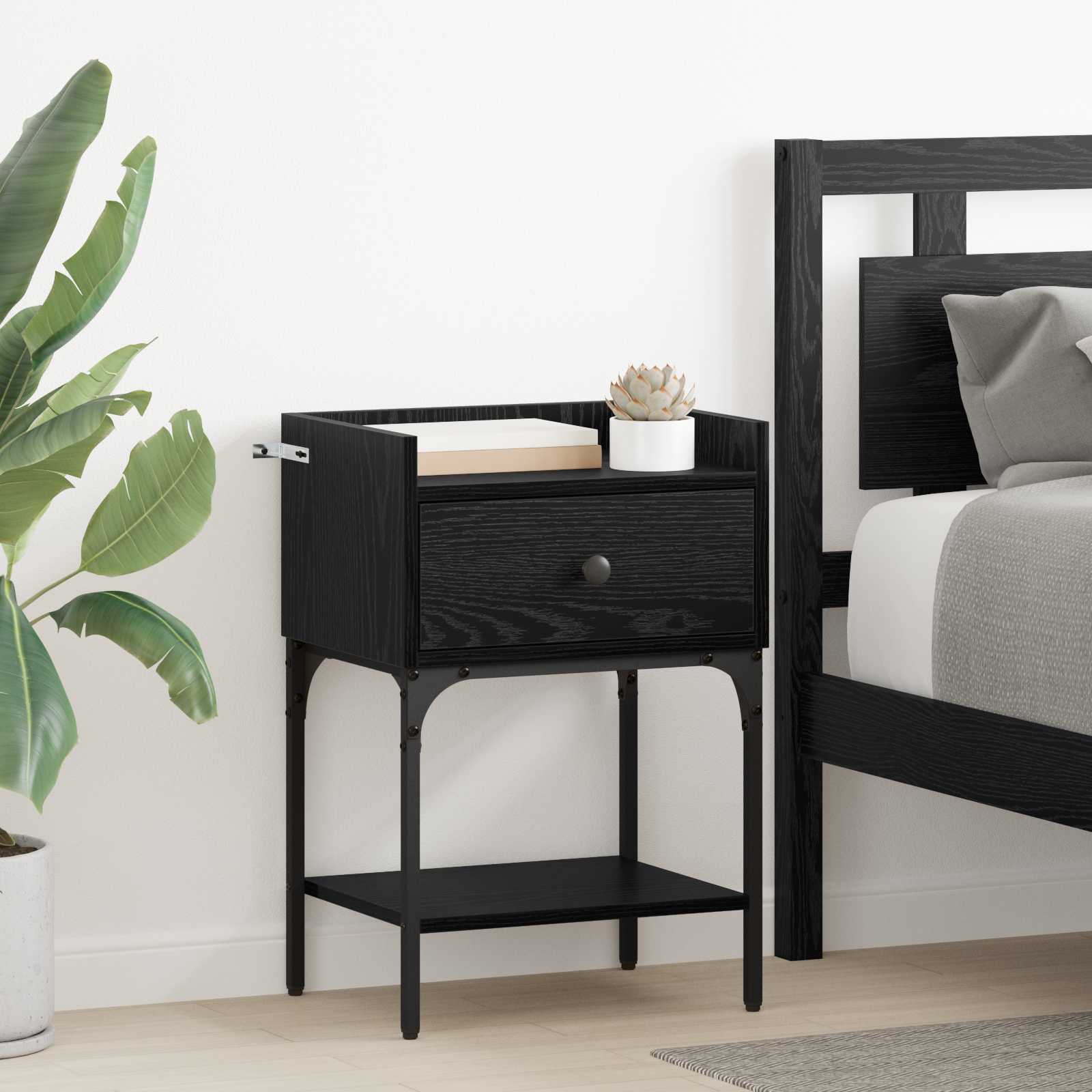 Table de chevet avec tiroir 2 pcs Chêne noir 40 x 29 x 60 cm - XIOS