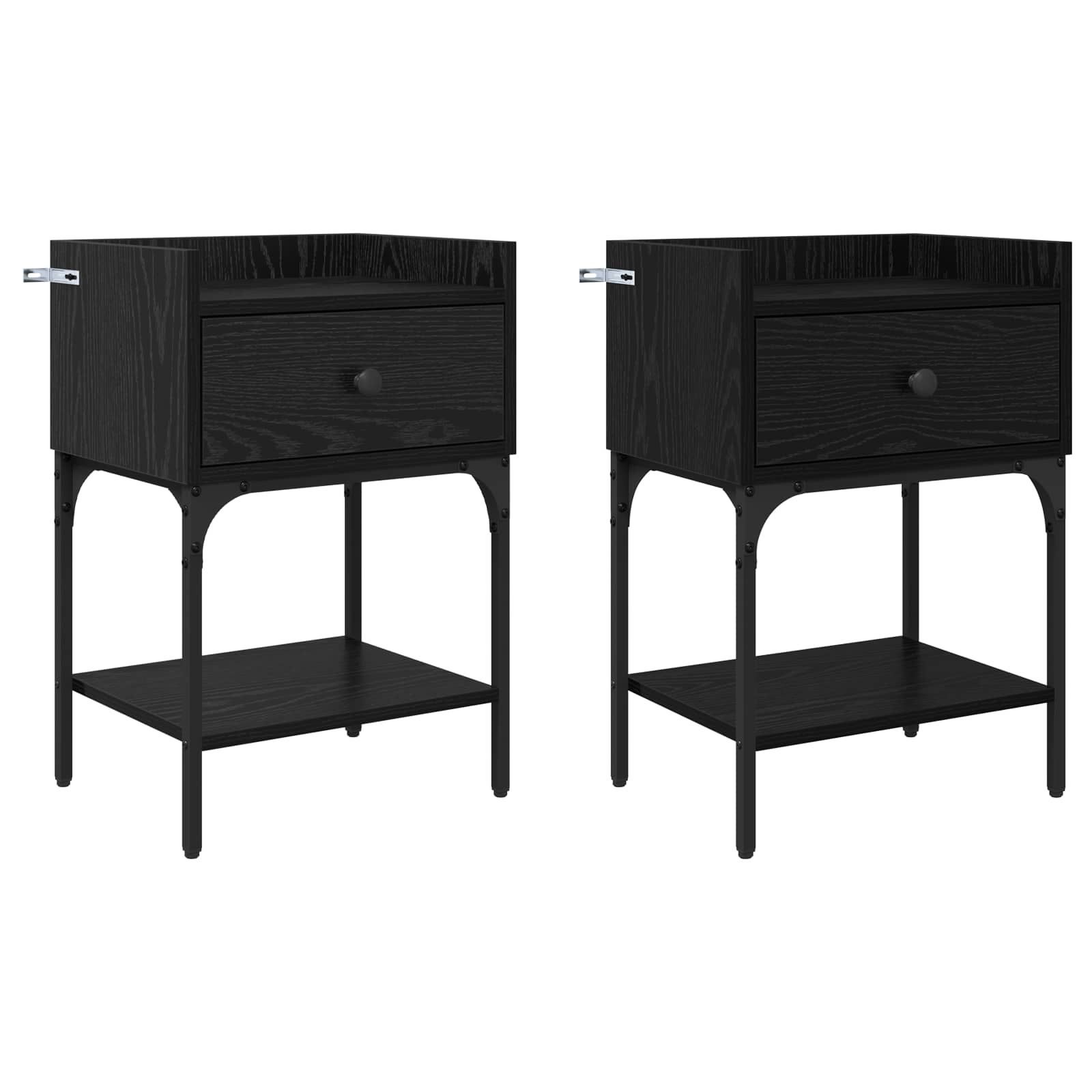 Table de chevet avec tiroir 2 pcs Chêne noir 40 x 29 x 60 cm - XIOS