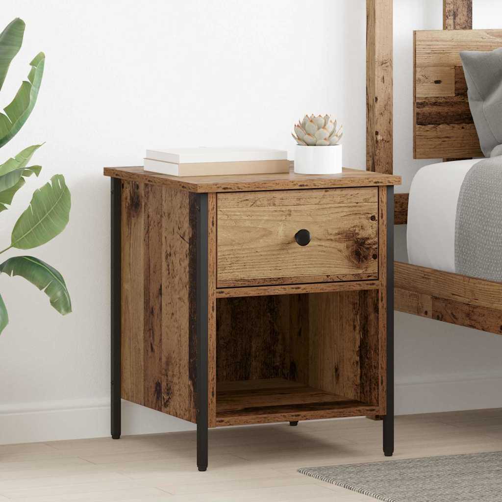 Cabinet de chevet avec tiroir 2 pcs Bois ancien 40 x 42 x 50 cm - XIOS