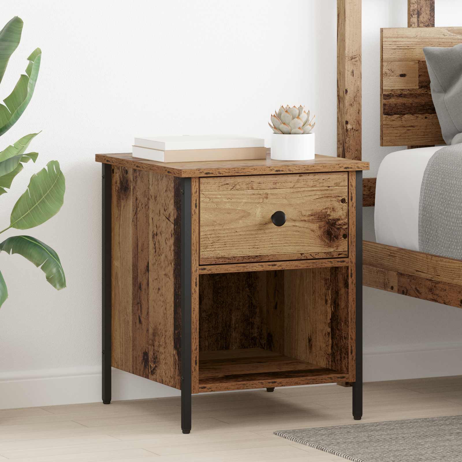 Cabinet de chevet avec tiroir 2 pcs Bois ancien 40 x 42 x 50 cm - XIOS