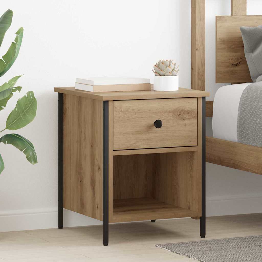 Cabinet de chevet avec tiroir chêne artisanal 40 x 42 x 50 cm - XIOS