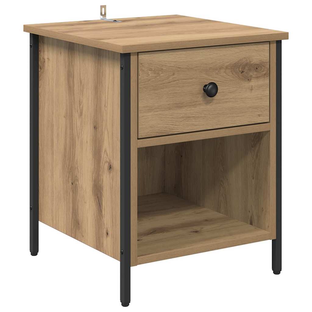 Cabinet de chevet avec tiroir chêne artisanal 40 x 42 x 50 cm - XIOS