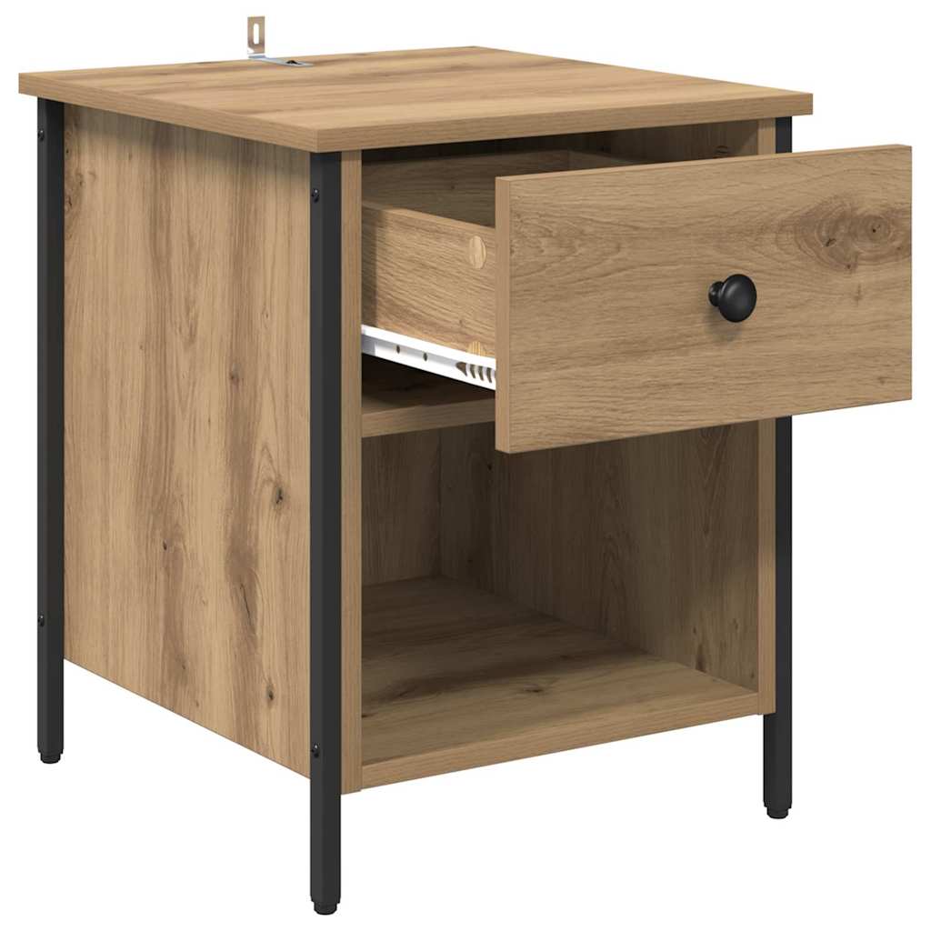 Cabinet de chevet avec tiroir chêne artisanal 40 x 42 x 50 cm - XIOS