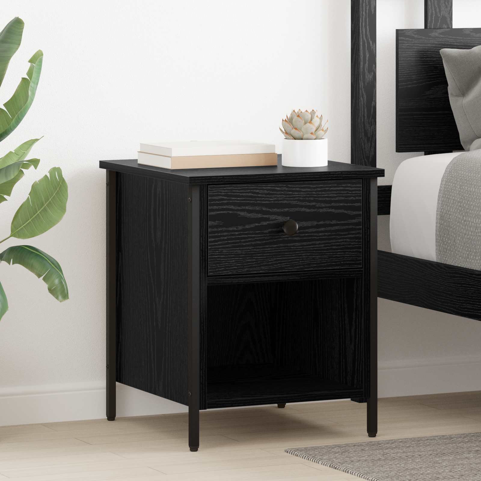 Cabinet de chevet avec tiroir 2 pcs Chêne noir 40 x 42 x 50 cm - XIOS