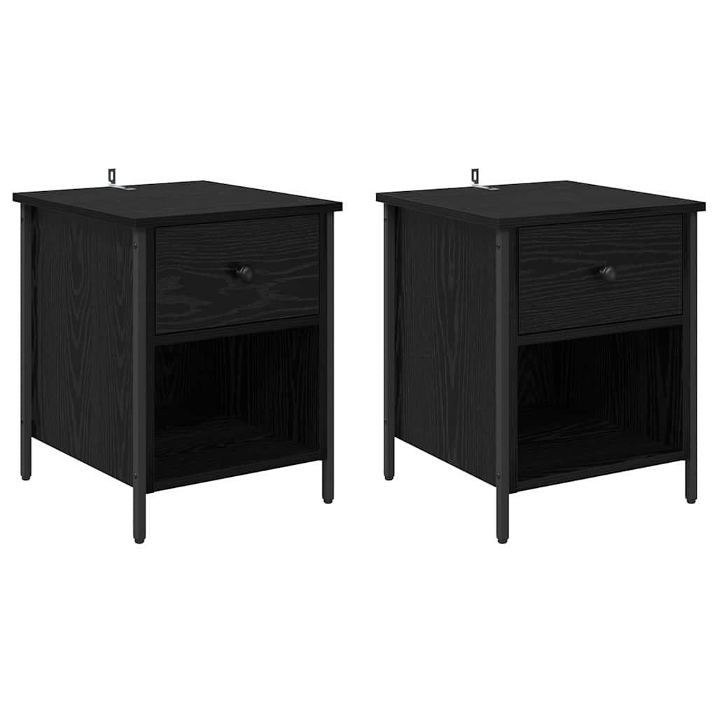 Cabinet de chevet avec tiroir 2 pcs Chêne noir 40 x 42 x 50 cm - XIOS