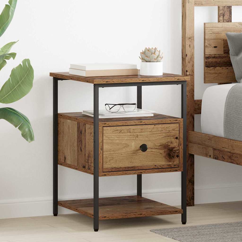 Cabinet de chevet avec tiroir 2 pcs Bois ancien 40 x 42 x 56 cm - XIOS