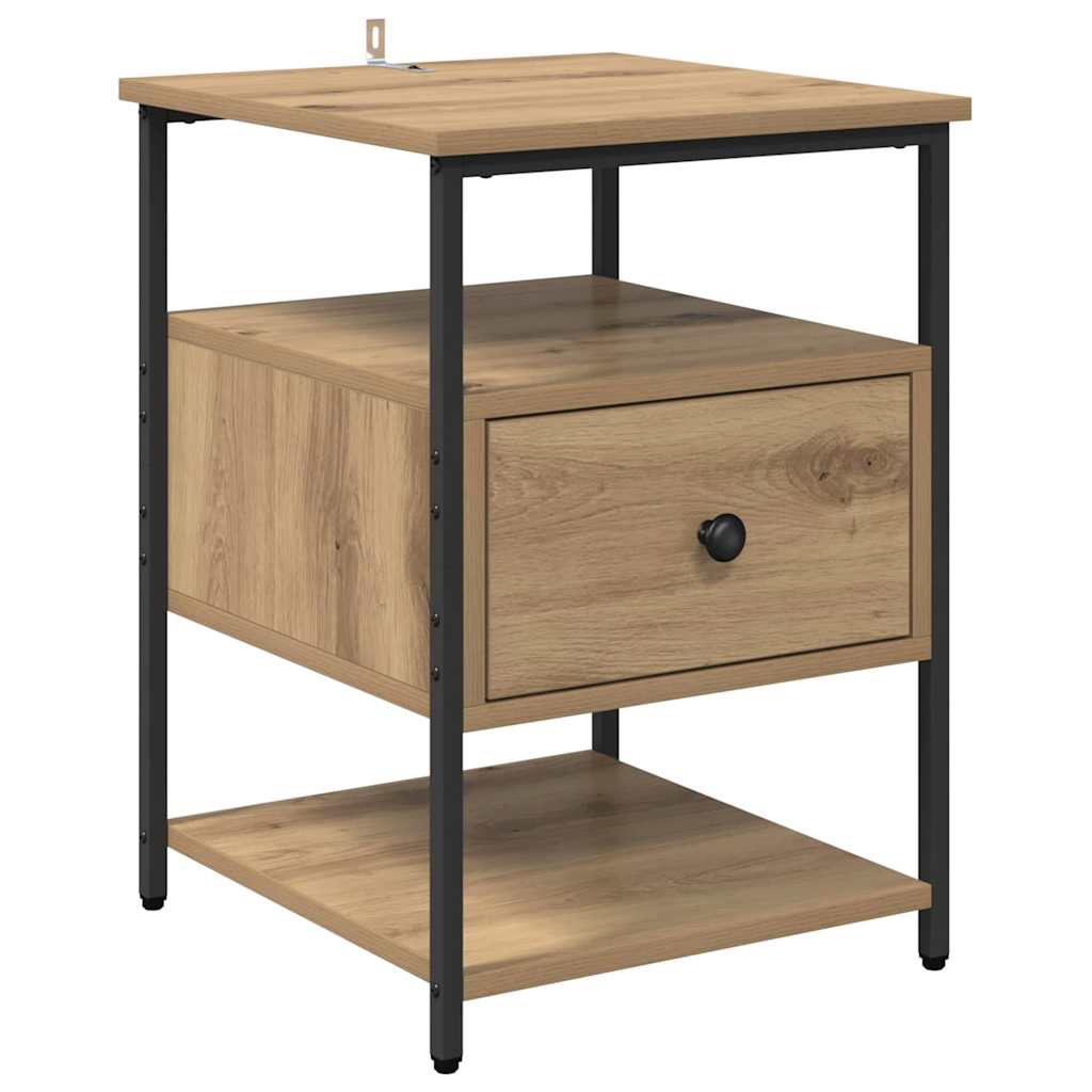 Cabinet de chevet avec tiroir chêne artisanal 40 x 42 x 56 cm - XIOS