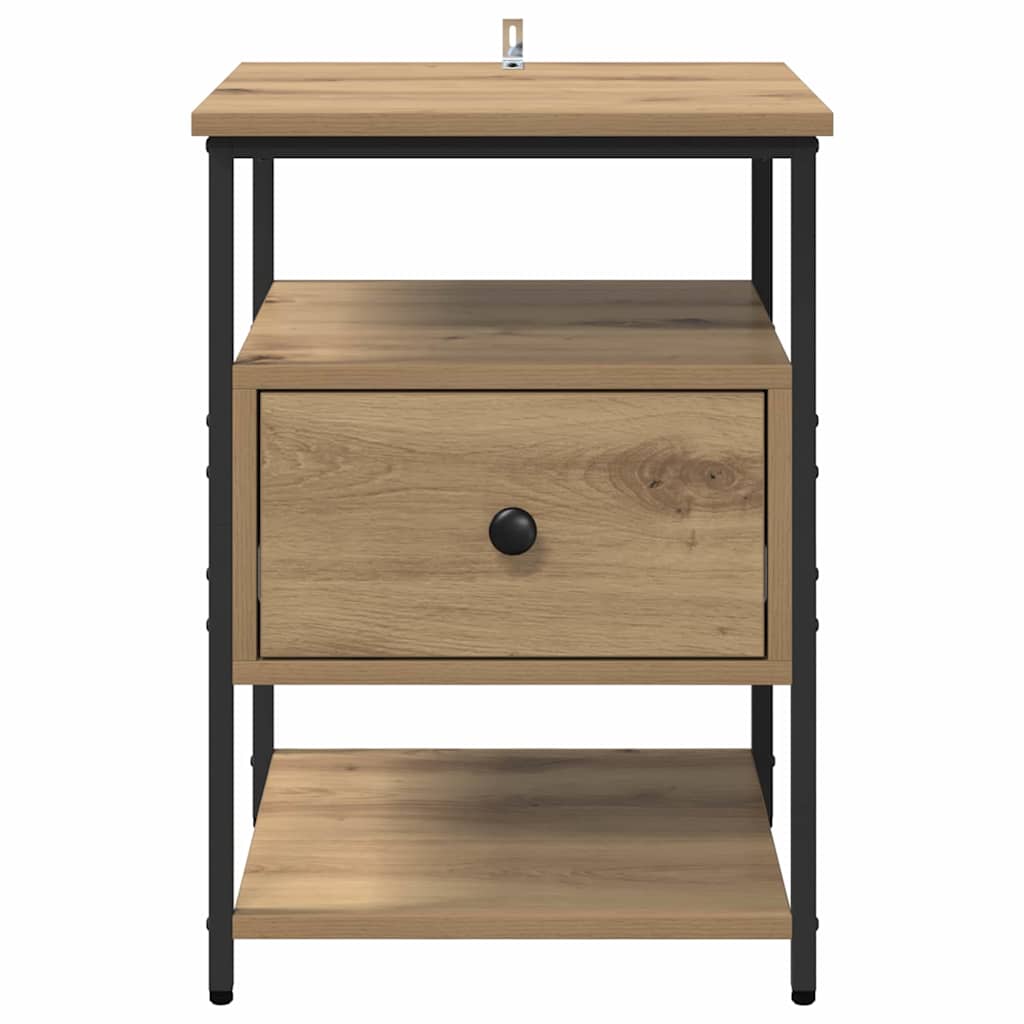 Cabinet de chevet avec tiroir chêne artisanal 40 x 42 x 56 cm - XIOS