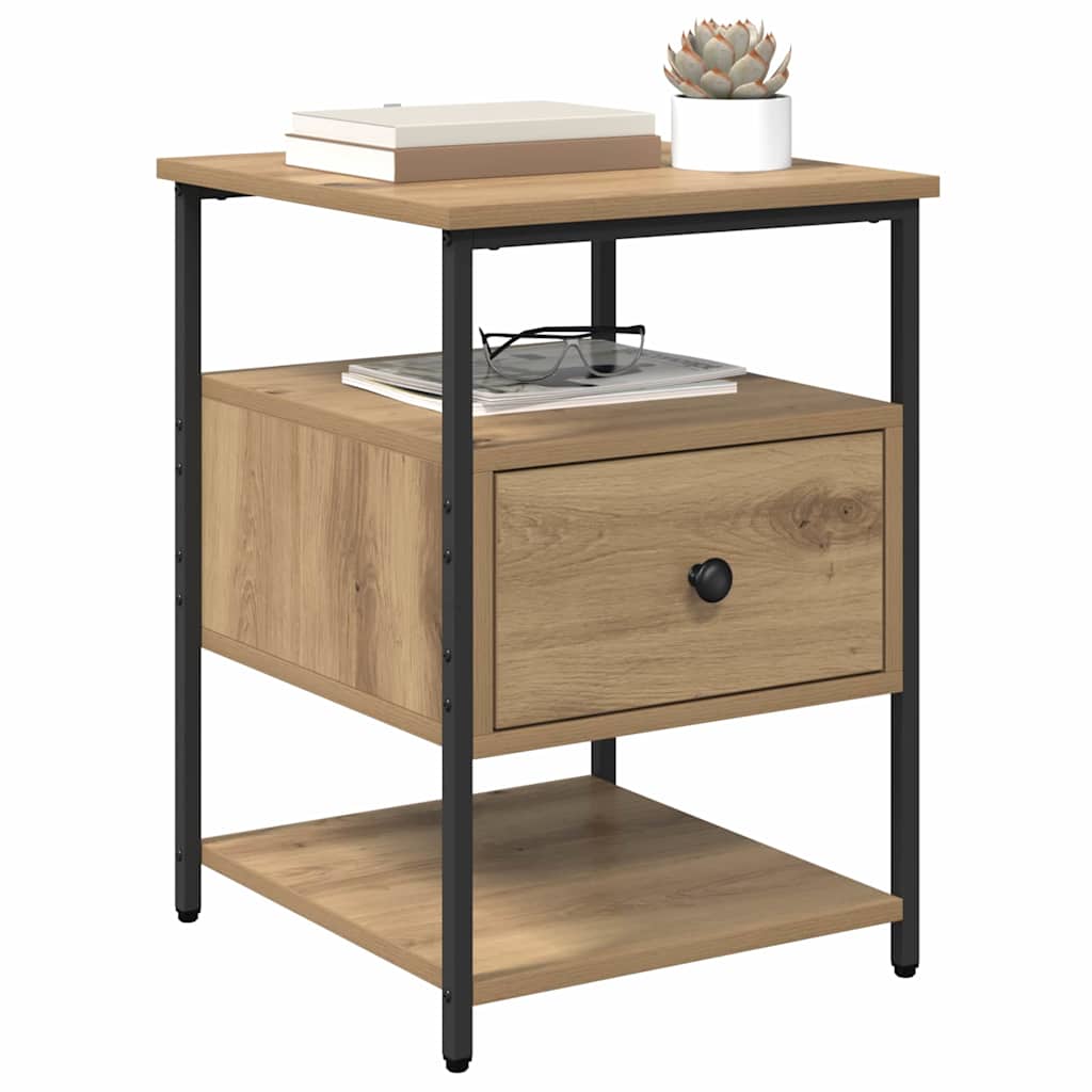 Cabinet de chevet avec tiroir chêne artisanal 40 x 42 x 56 cm - XIOS