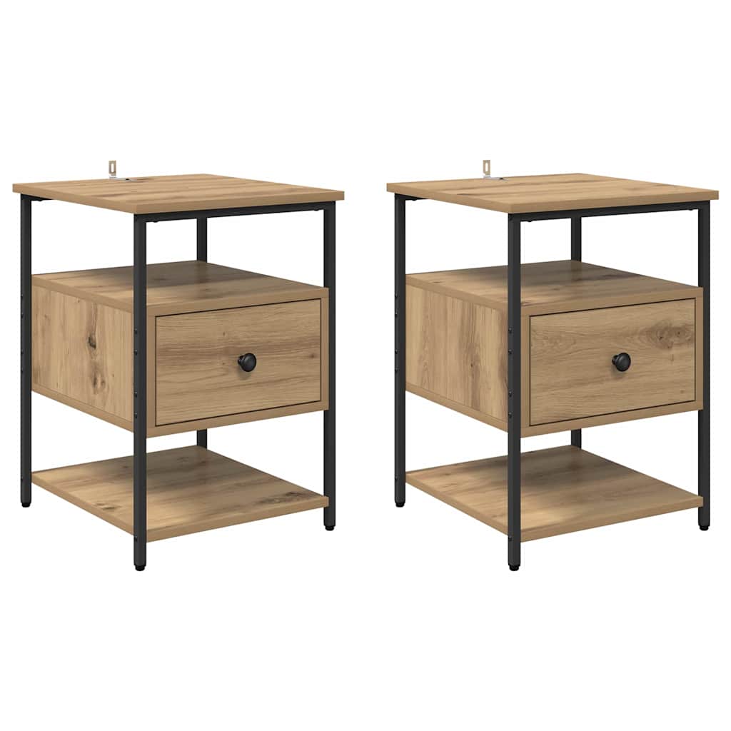 Cabinet de chevet 2 pcs chêne artisanal 40 x 42 x 56 cm - XIOS