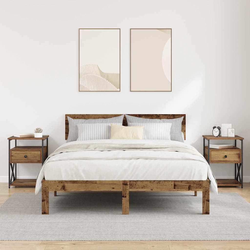 Cabinet de chevet avec tiroir 2 pcs Bois ancien 40 x 42 x 55 cm - XIOS