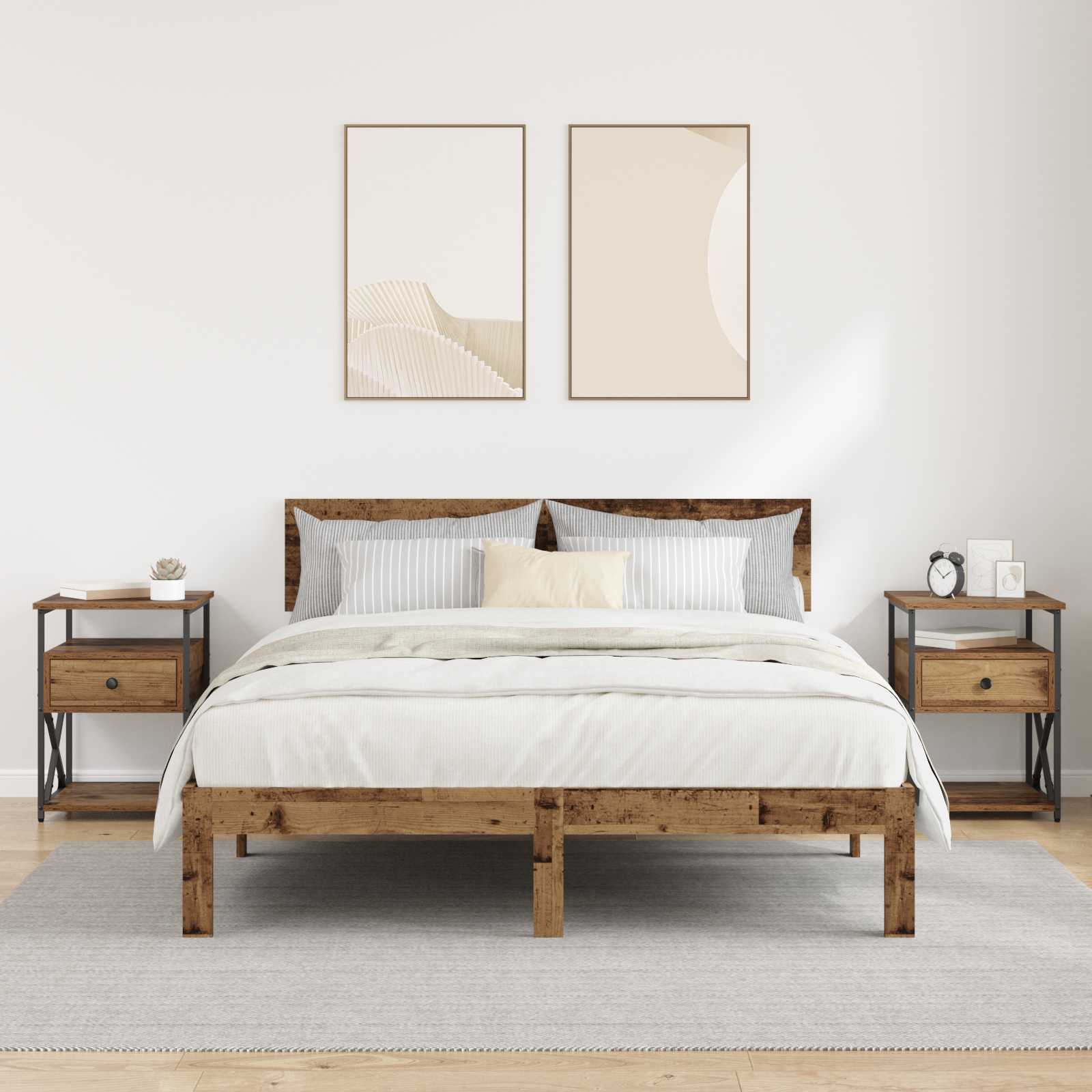 Cabinet de chevet avec tiroir 2 pcs Bois ancien 40 x 42 x 55 cm - XIOS