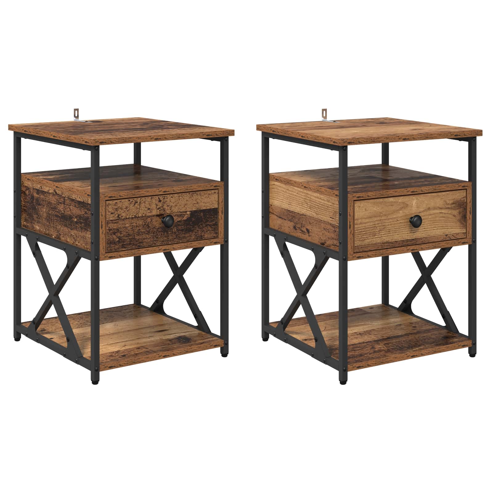 Cabinet de chevet avec tiroir 2 pcs Bois ancien 40 x 42 x 55 cm - XIOS