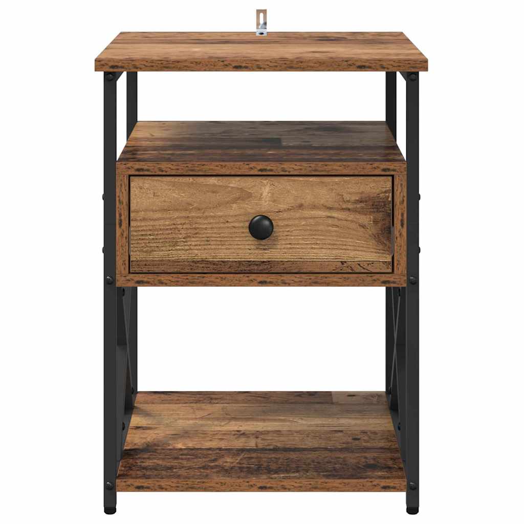 Cabinet de chevet avec tiroir 2 pcs Bois ancien 40 x 42 x 55 cm - XIOS