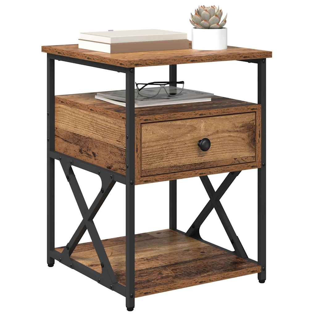 Cabinet de chevet avec tiroir 2 pcs Bois ancien 40 x 42 x 55 cm - XIOS