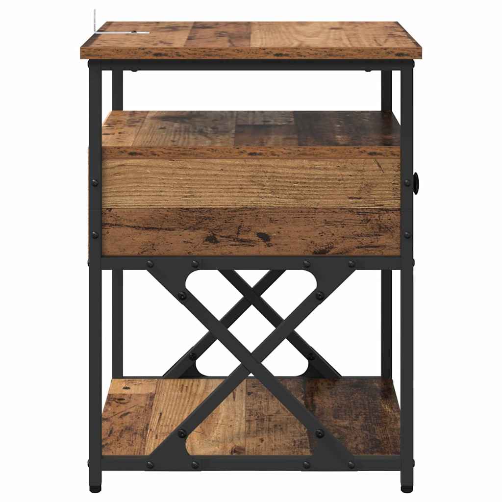 Cabinet de chevet avec tiroir 2 pcs Bois ancien 40 x 42 x 55 cm - XIOS