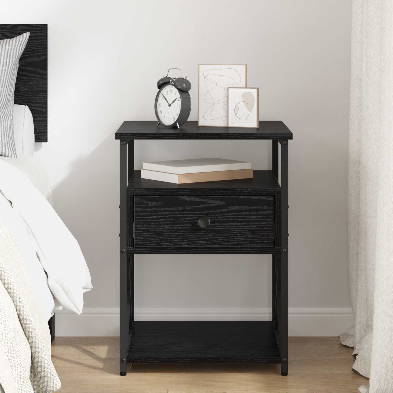 Cabinet de chevet Chêne noir 40 x 42 x 55 cm Bois d'ingénierie - XIOS