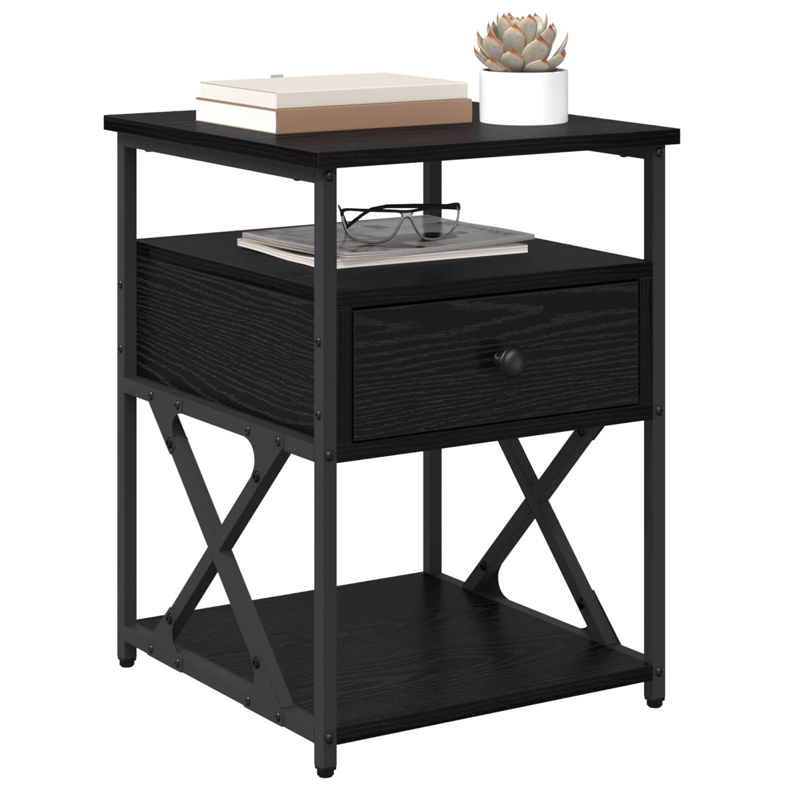 Cabinet de chevet Chêne noir 40 x 42 x 55 cm Bois d'ingénierie - XIOS