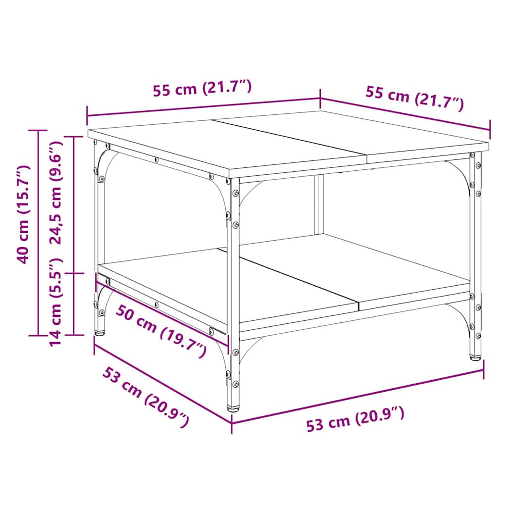 Table basse Chêne artisanal 55 x 55 x 40 cm Bois d'ingénierie - XIOS