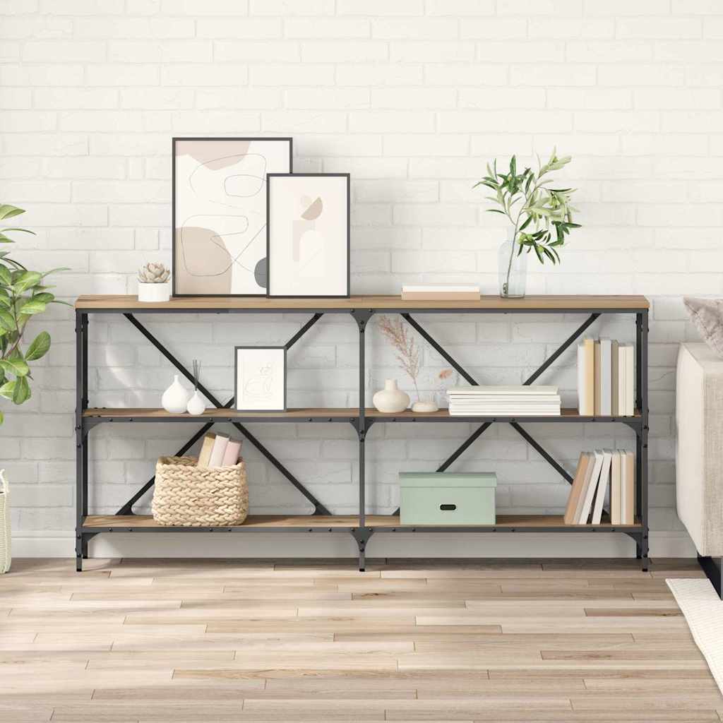 Table console avec étagère Chêne artisanal 160 x 30 x 75 cm - XIOS