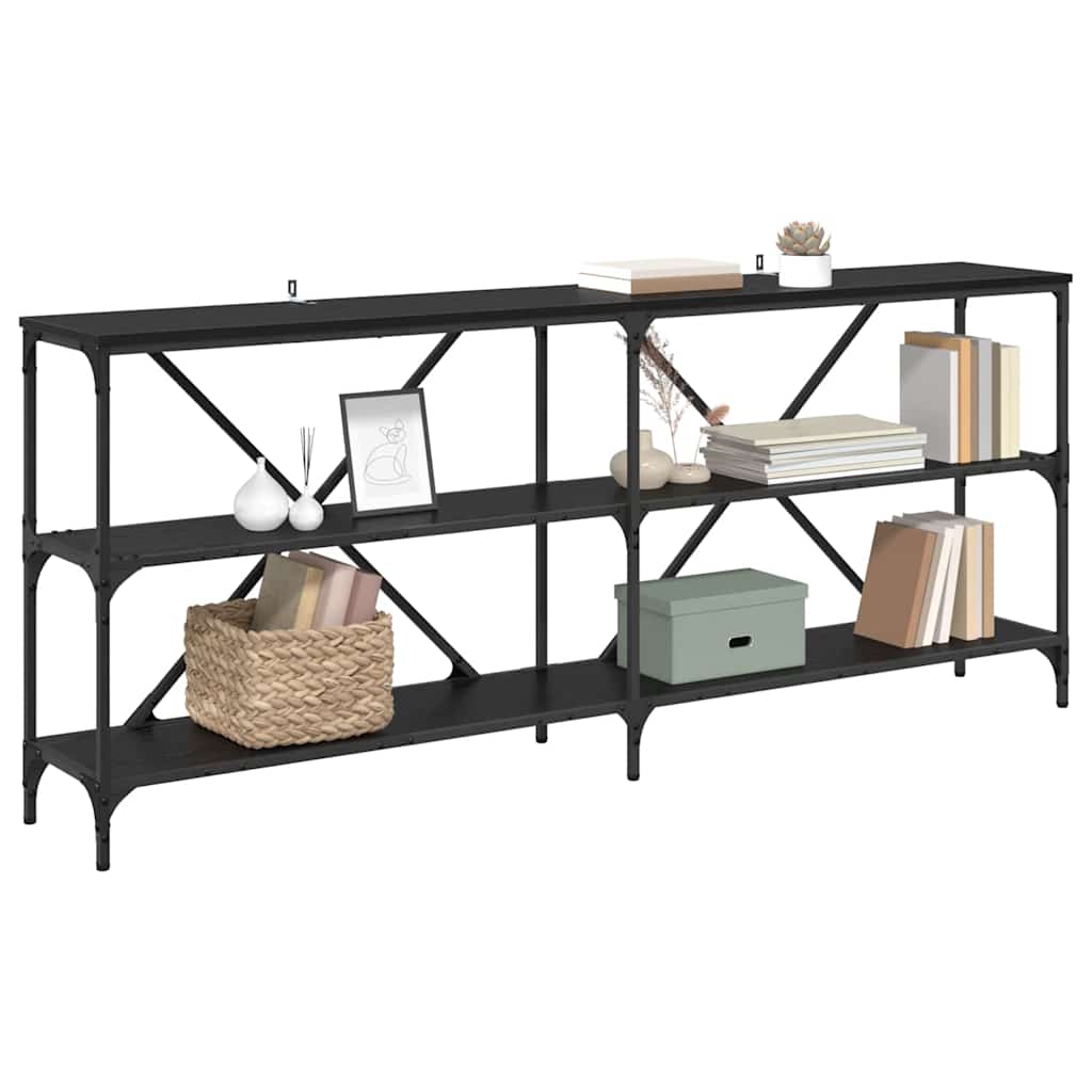 Table console avec étagère Chêne noir 180 x 30 x 75 cm - XIOS