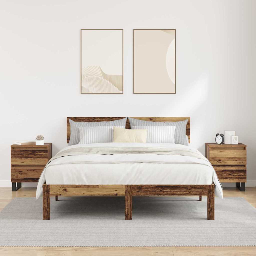 Cabinet de chevet avec tiroir 2 pcs Bois ancien 40 x 35 x 50 cm - XIOS