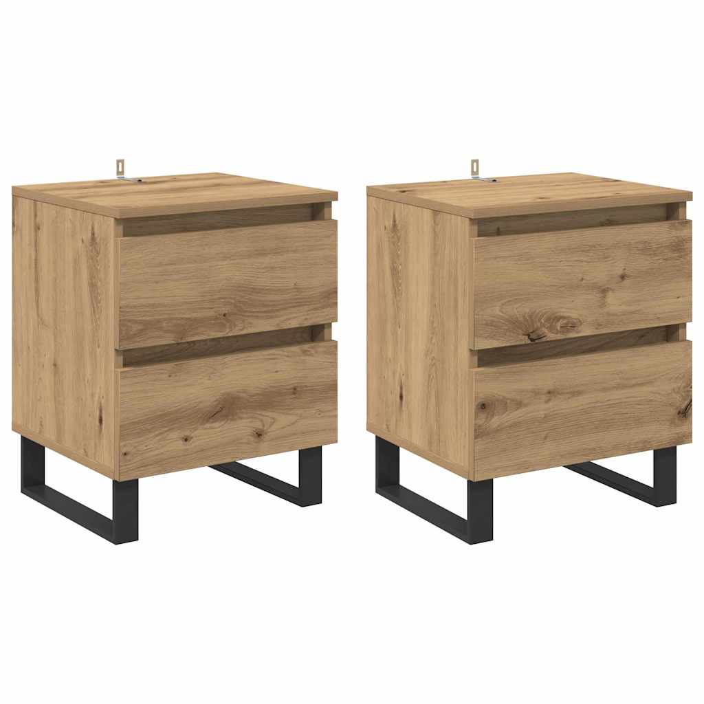 Cabinet de chevet 2 pcs chêne artisanal 40 x 35 x 50 cm - XIOS