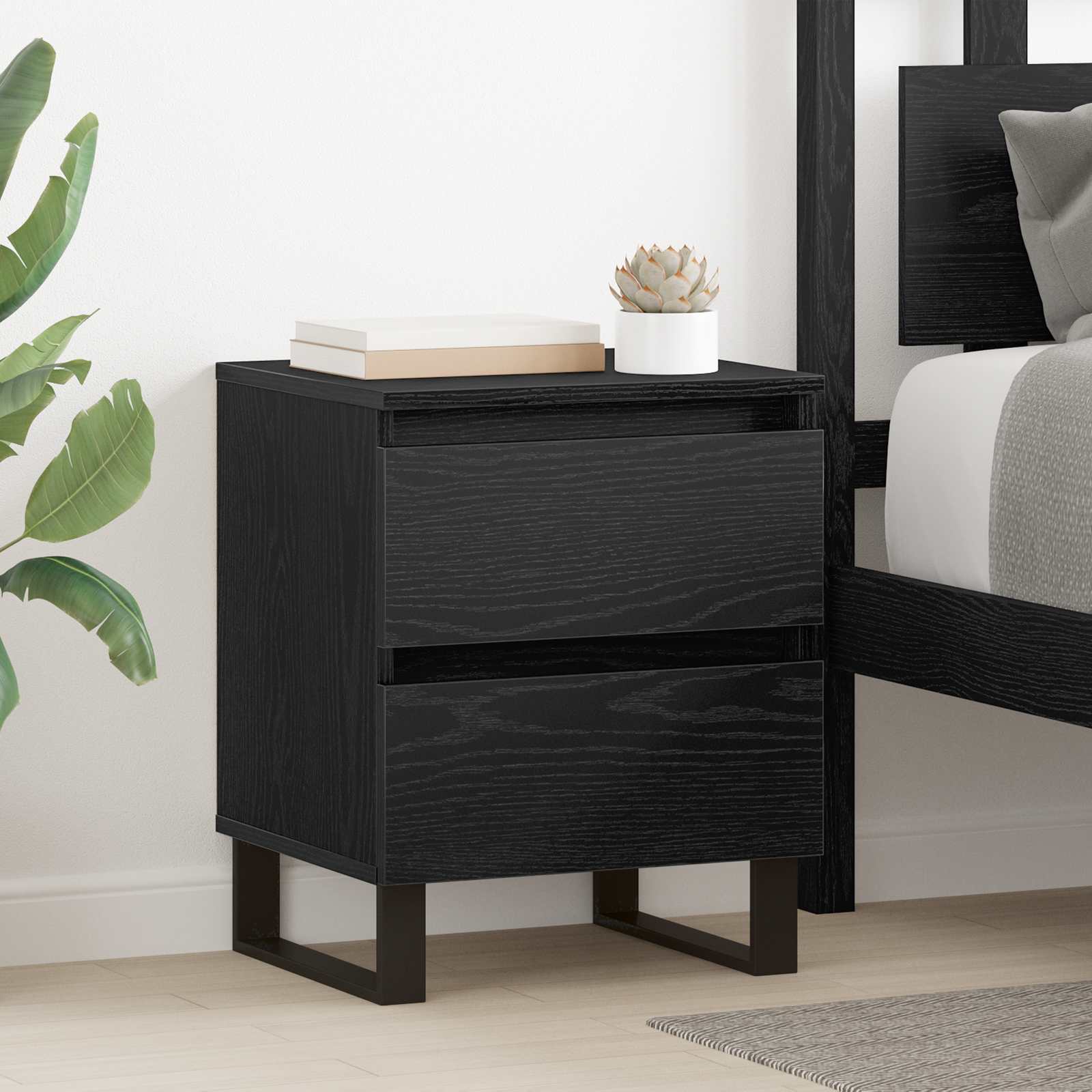 Cabinet de chevet avec tiroir 2 pcs Chêne noir 40 x 35 x 50 cm - XIOS