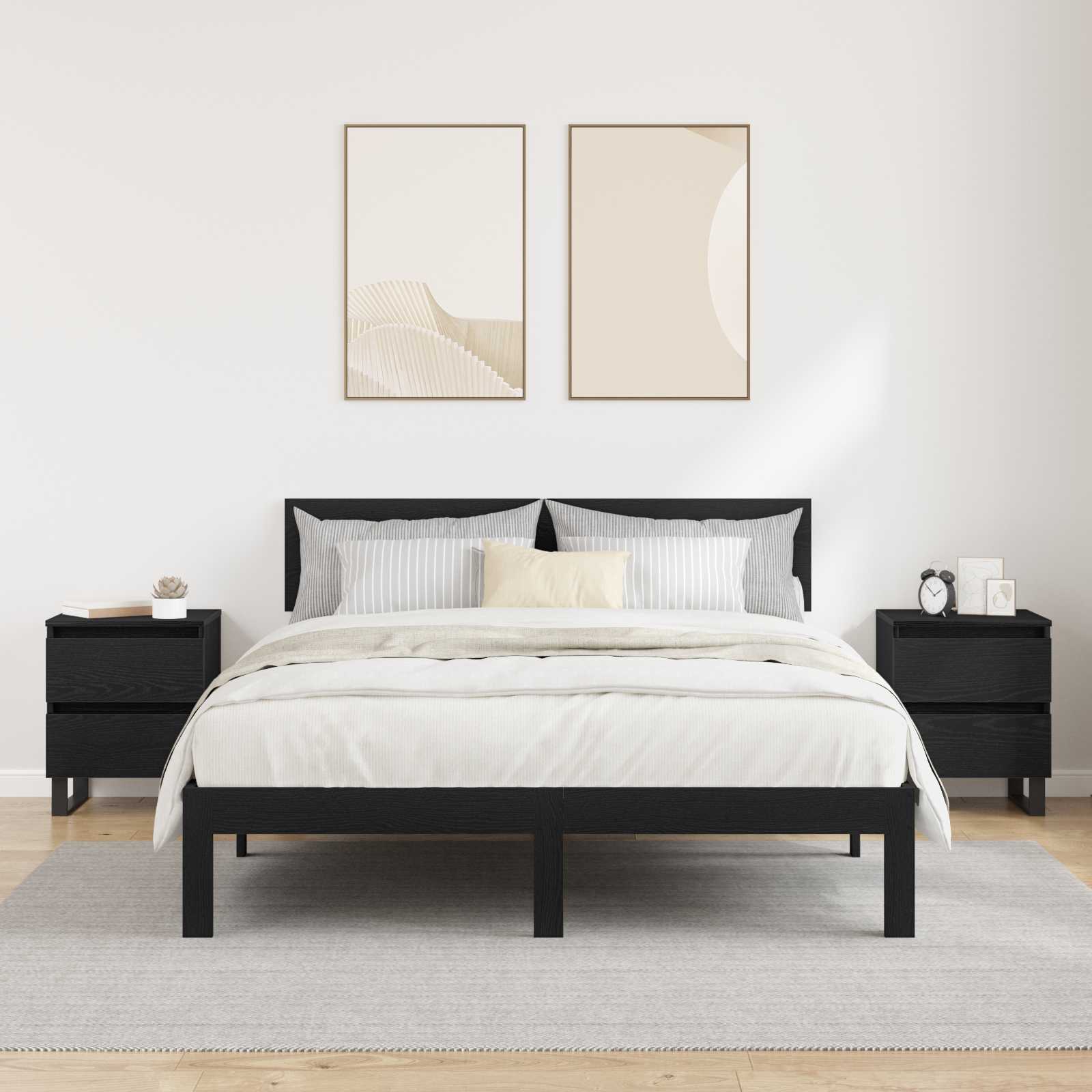 Cabinet de chevet avec tiroir 2 pcs Chêne noir 40 x 35 x 50 cm - XIOS