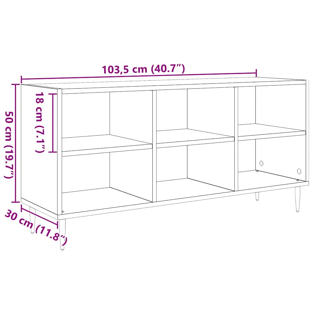 Meuble TV Chêne noir 103,5 x 30 x 50 cm Bois d'ingénierie - XIOS