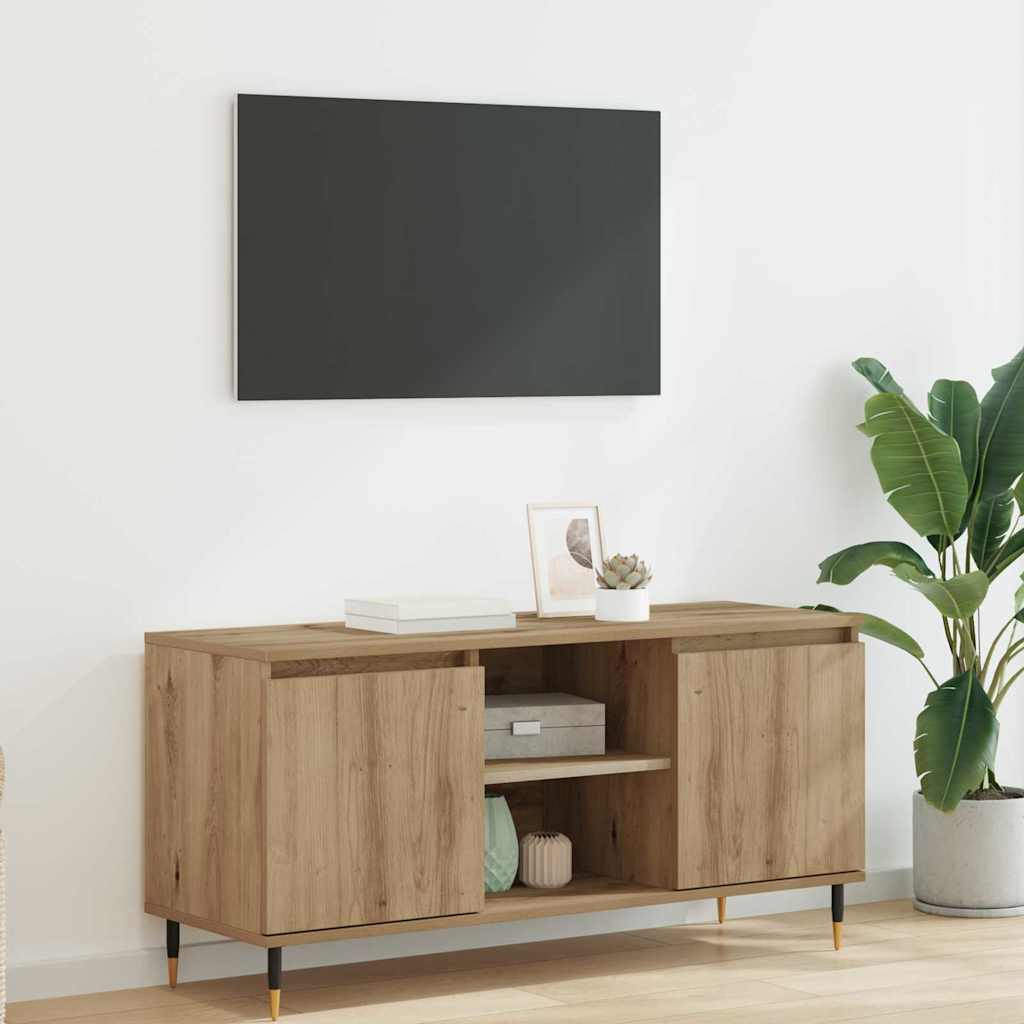 Meuble TV Chêne artisanal 104 x 35 x 50 cm Bois d'ingénierie - XIOS