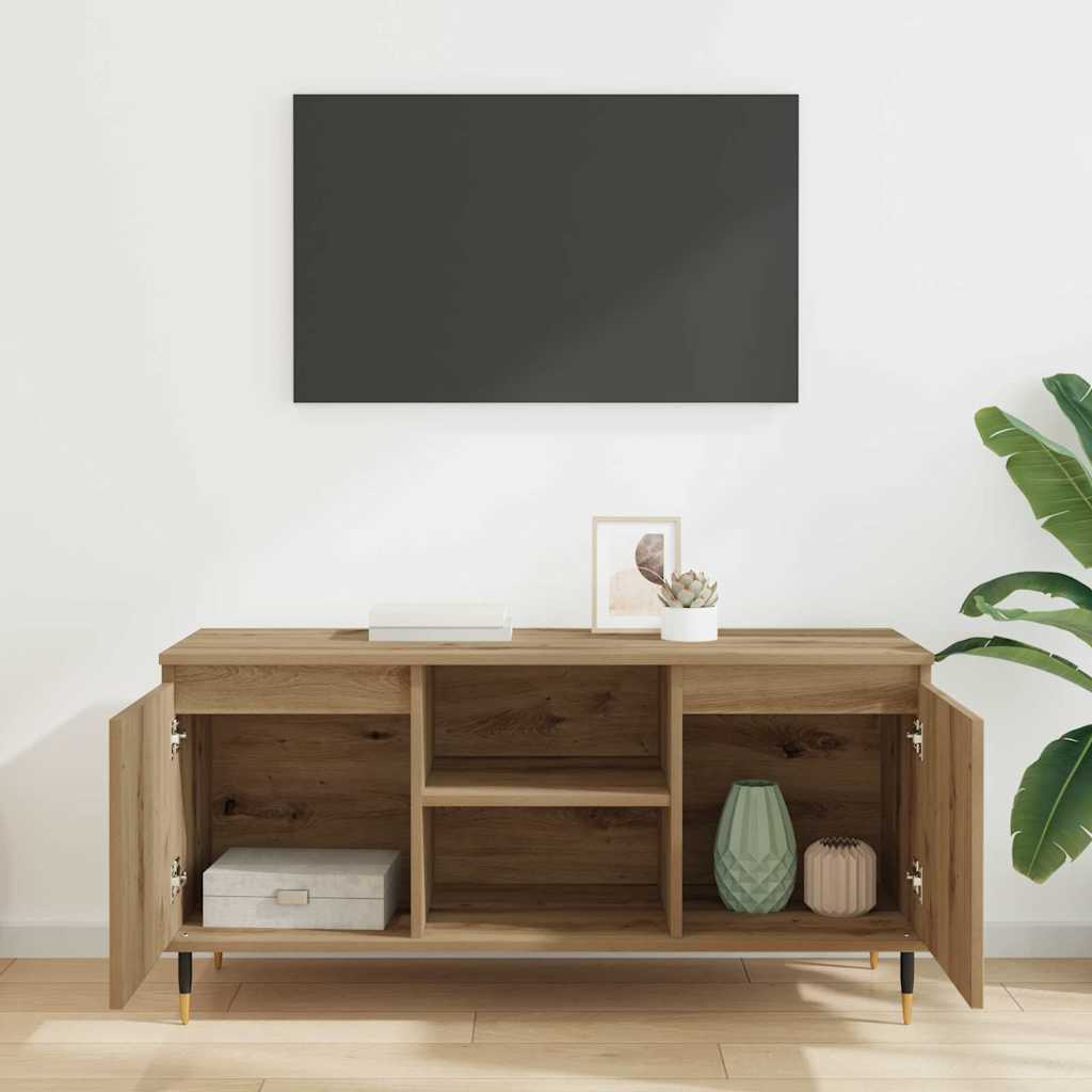 Meuble TV Chêne artisanal 104 x 35 x 50 cm Bois d'ingénierie - XIOS