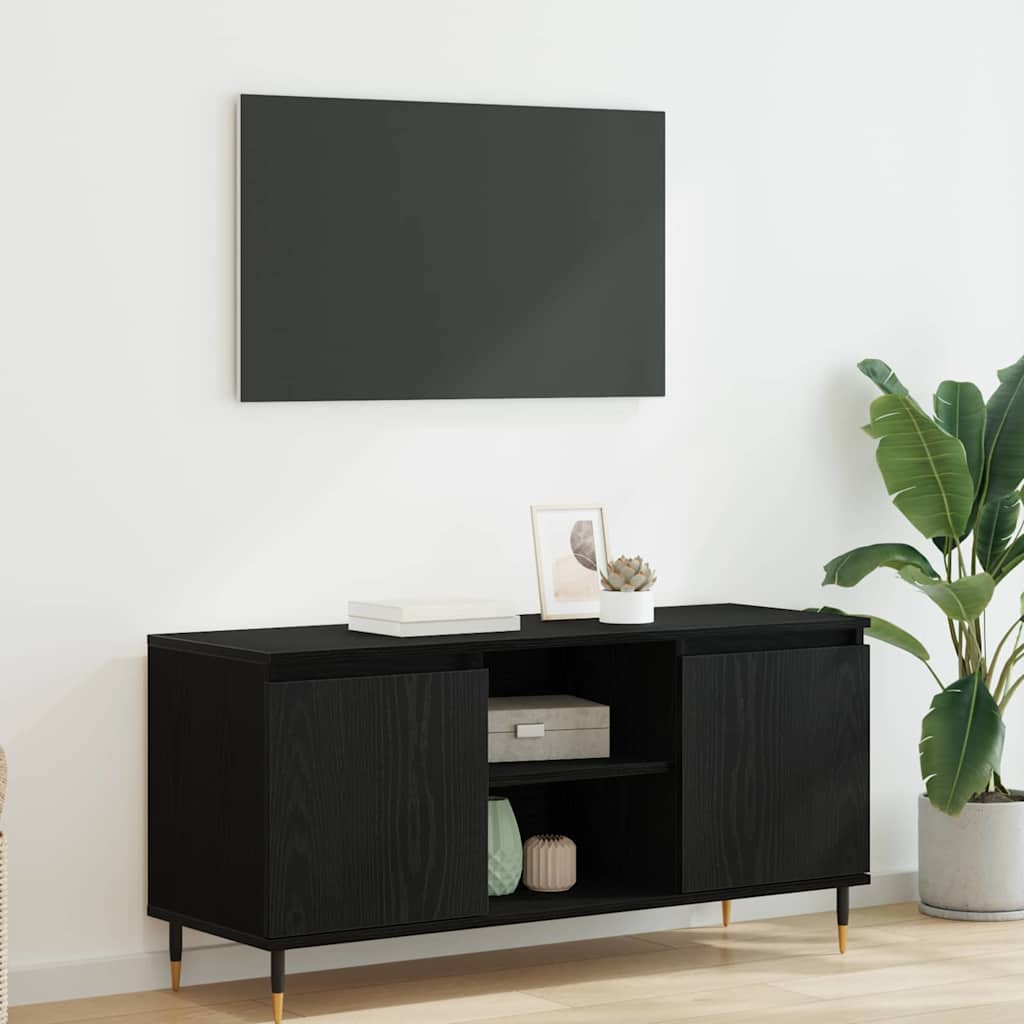 Meuble TV Chêne noir 104 x 35 x 50 cm Bois d'ingénierie - XIOS