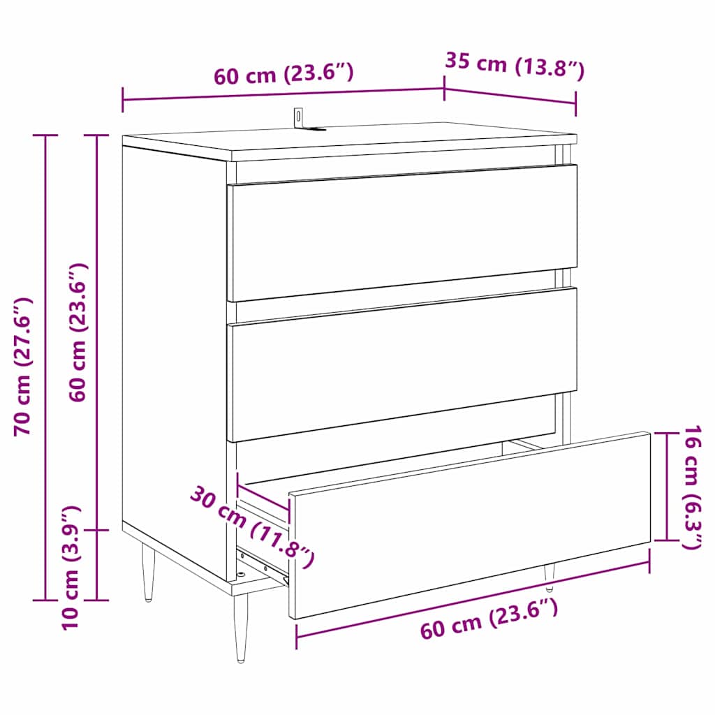 Buffet Chêne artisanal 60 x 35 x 70 cm Bois d'ingénierie - XIOS