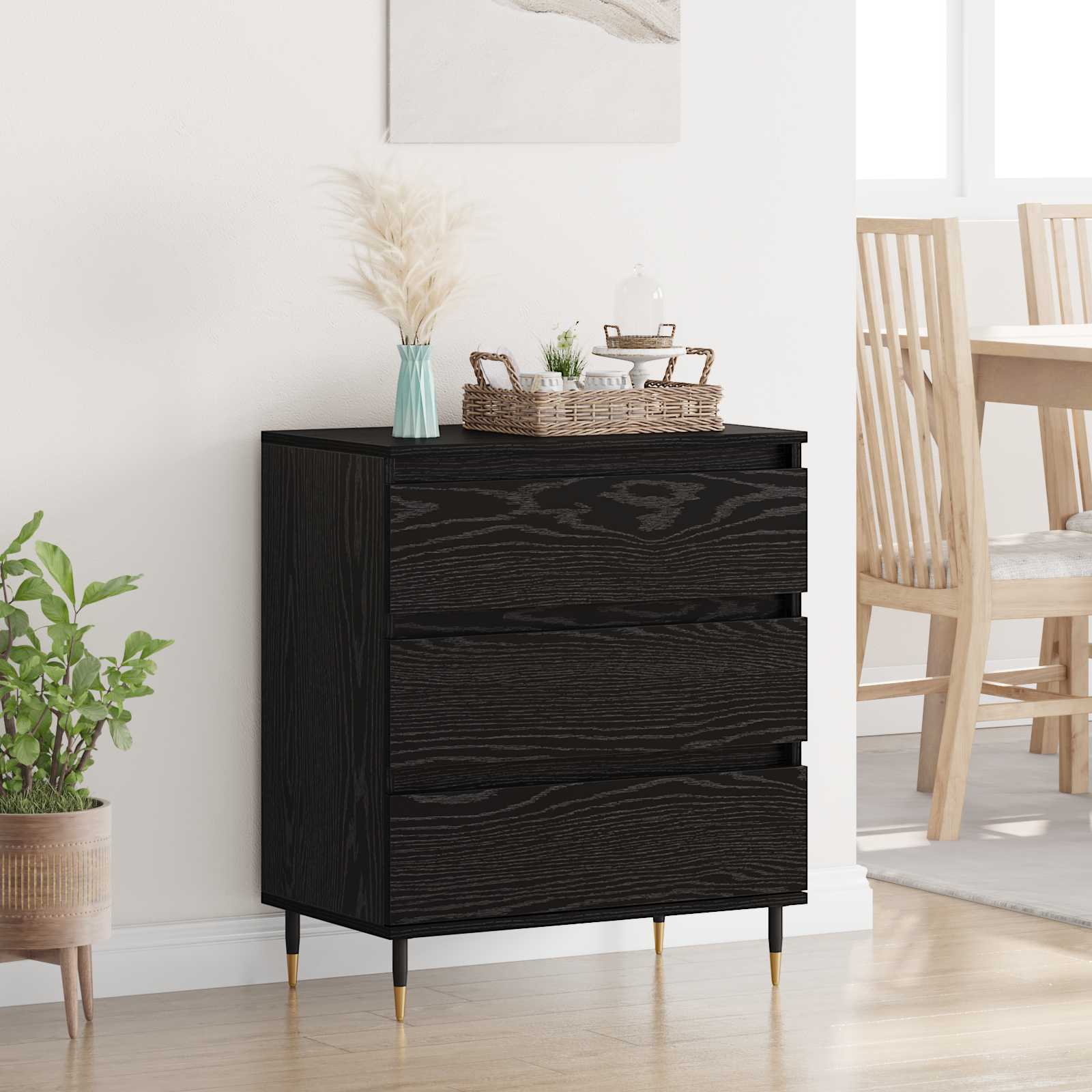 Buffet avec tiroir Chêne noir 60 x 35 x 70 cm Bois d'ingénierie - XIOS